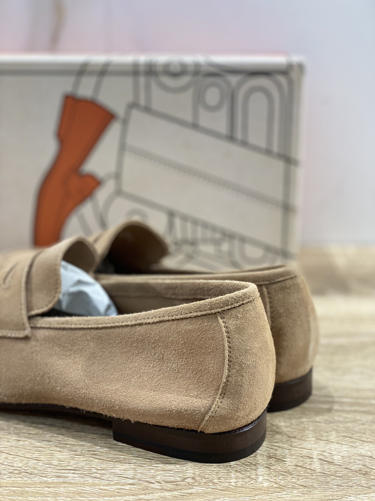 Il Mocassino Scarpa Uomo Tasca In Suede Sabbia Luxury Men Shoes 42.5