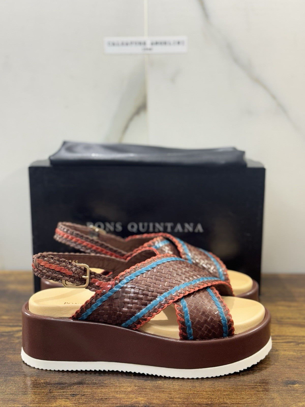 Pons Quintana Sandalo Niza   Donna   Pelle Testa Moro      Handmade Con Zeppa 39