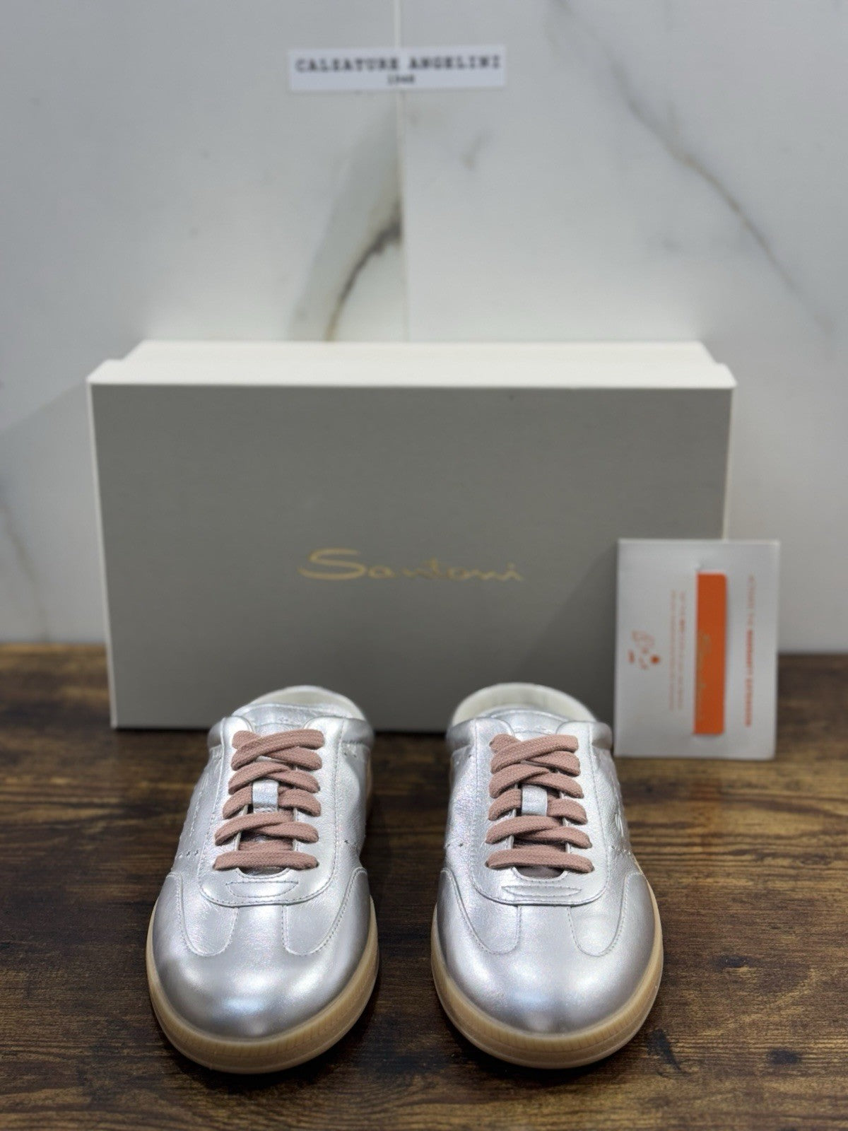Santoni Sneaker Sabot Pelle Silver  Luxury Santoni Scarpe Donna 37