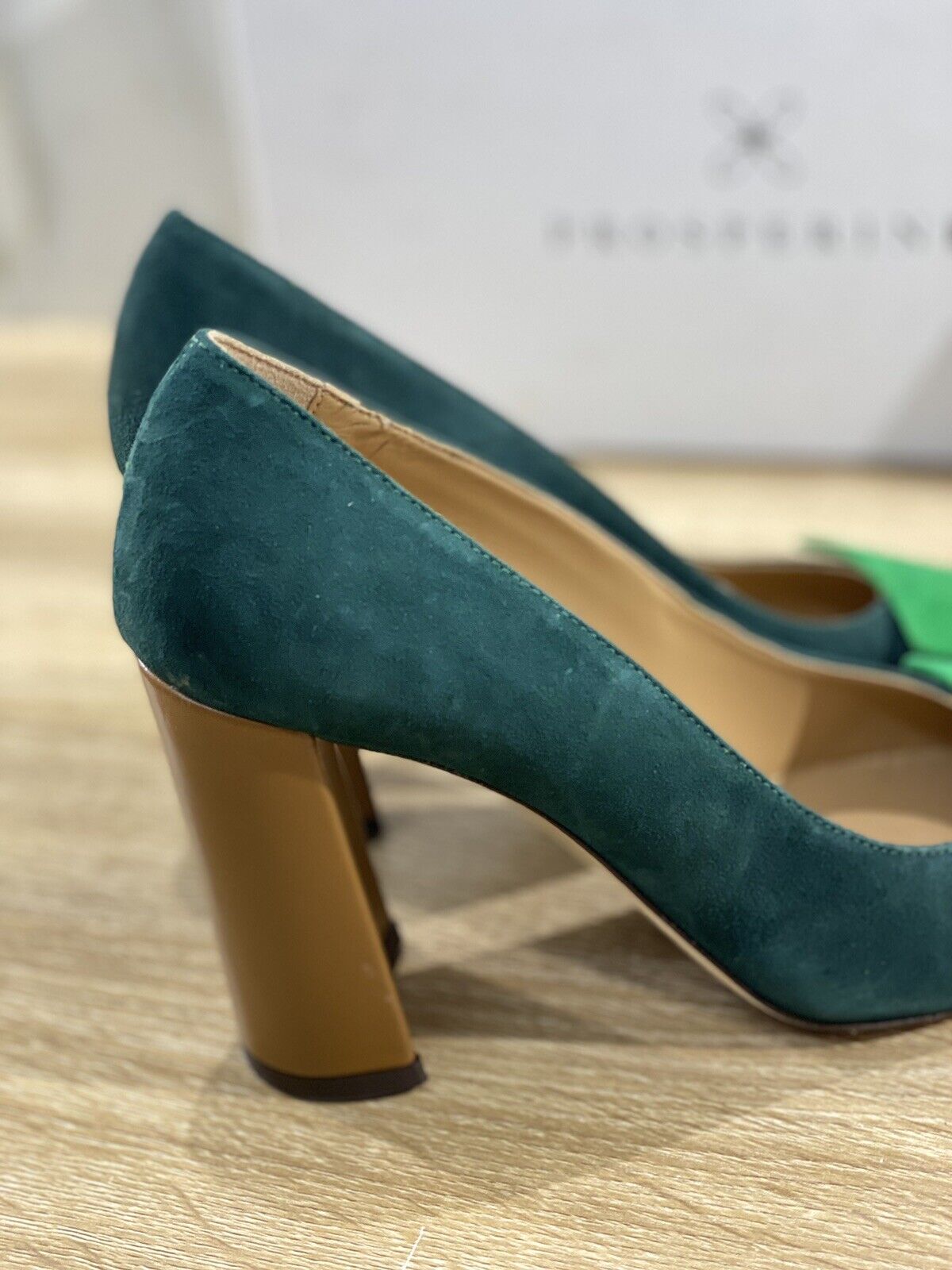 Prosperine Decollete donna in Suede Verde Bosco Cuoio made in italy sacchetto 38