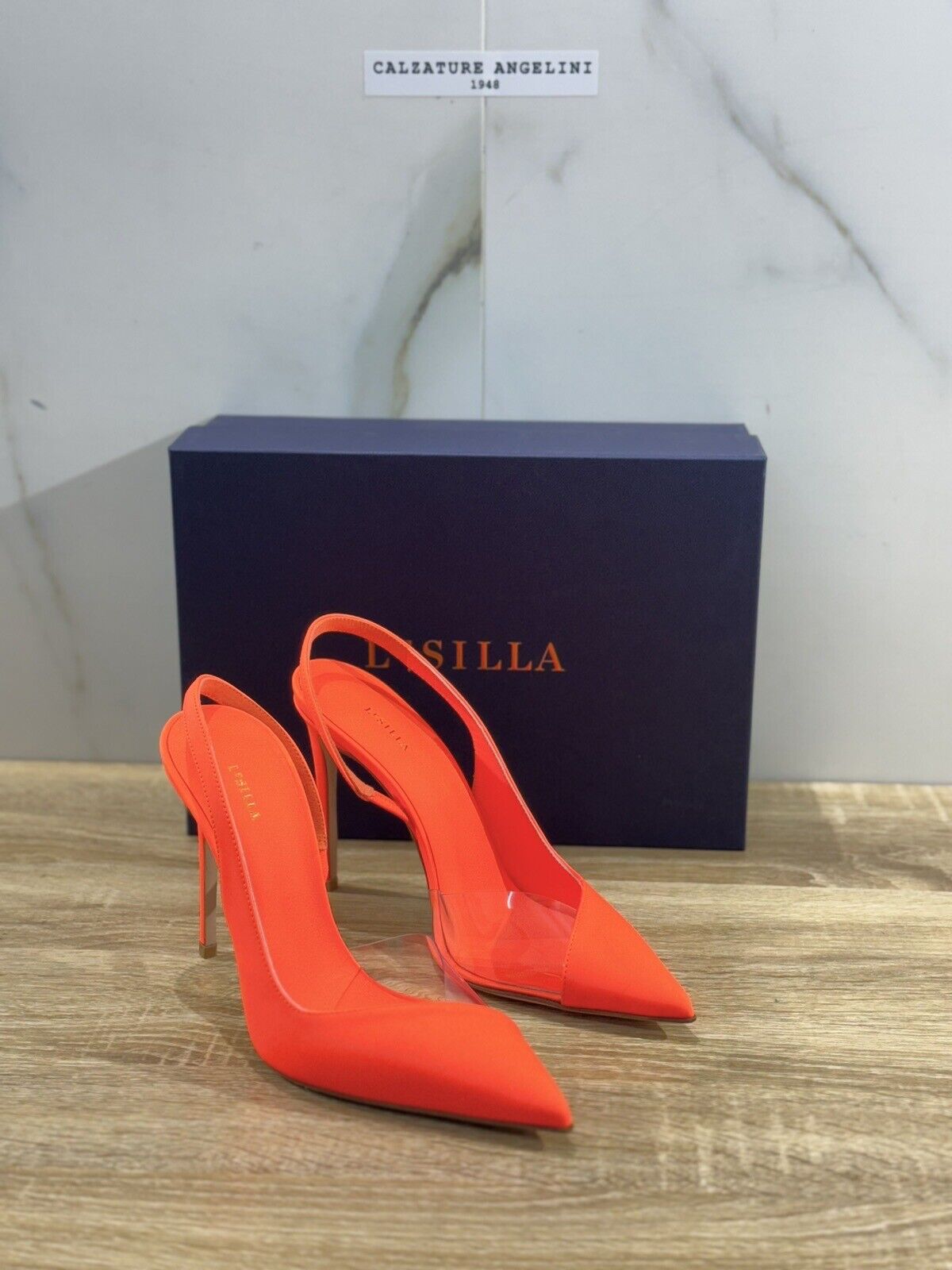 le silla Chanel NIVES Pelle Neon Arancio  Luxury Le Silla Woman Shoes 37