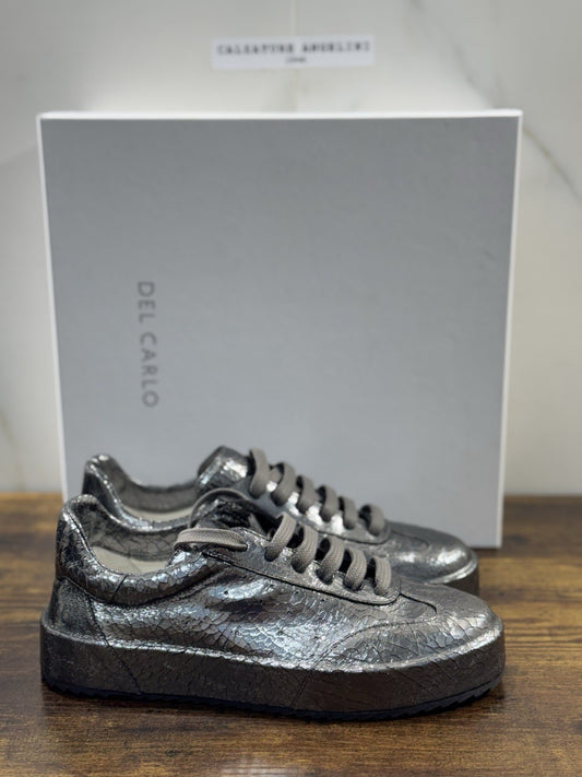Del Carlo Sneaker     Pelle Acciaio     Luxury Made In Italy Casual   Donna 38