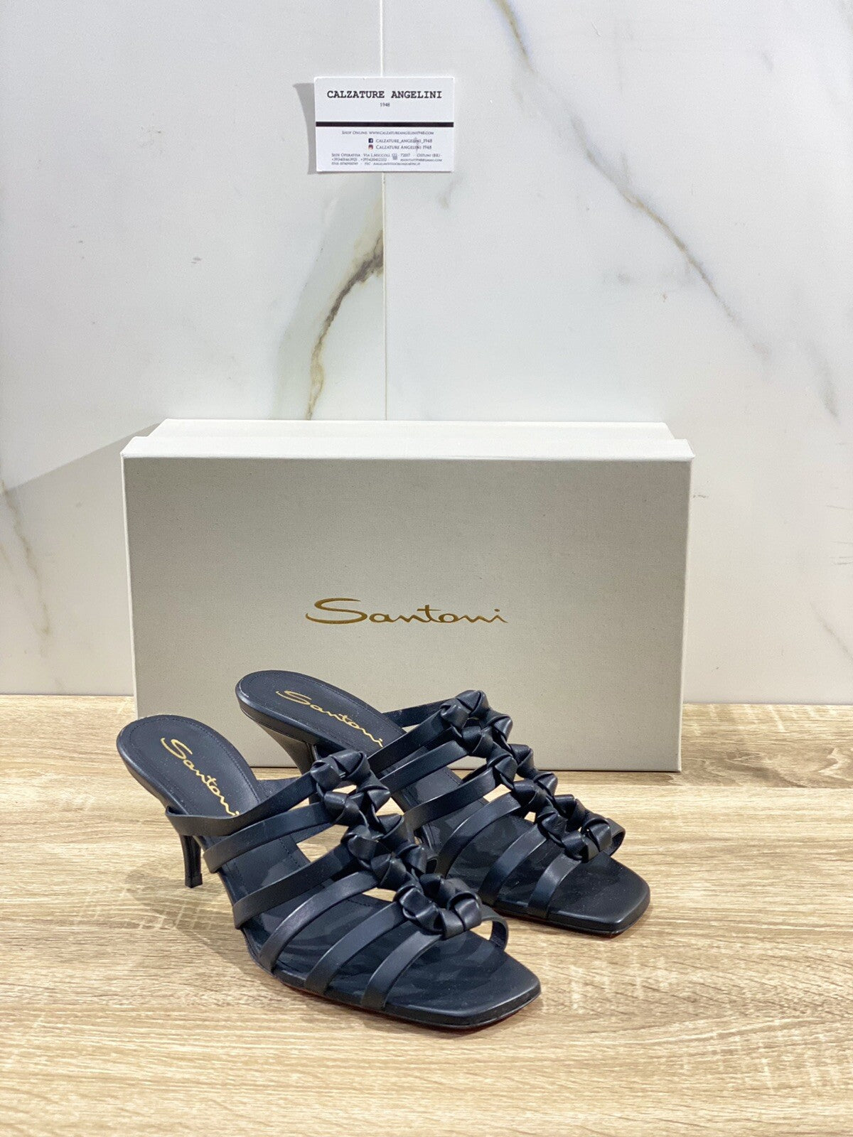 Santoni Sandalo Donna In Pelle Nera Luxury Woman Sandal Santoni 41