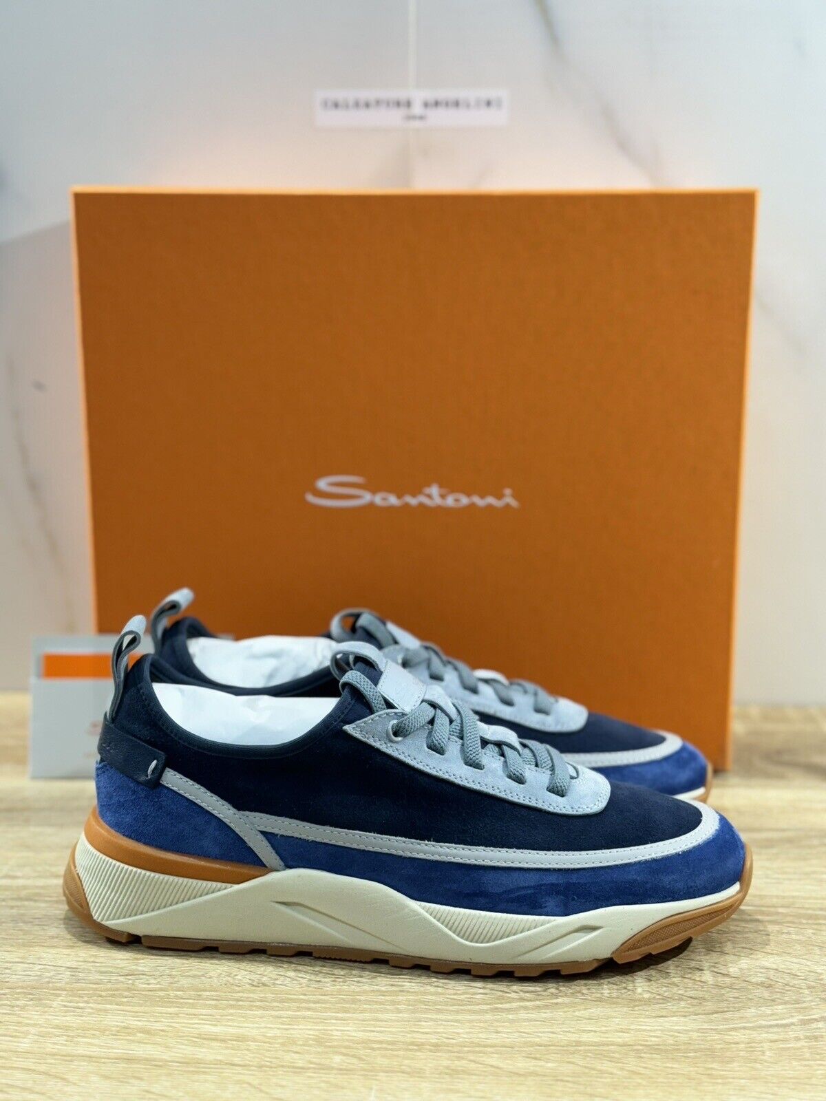 Santoni Innova Sneaker Uomo Pelle Blu   Casual Men Shoes Santoni 42