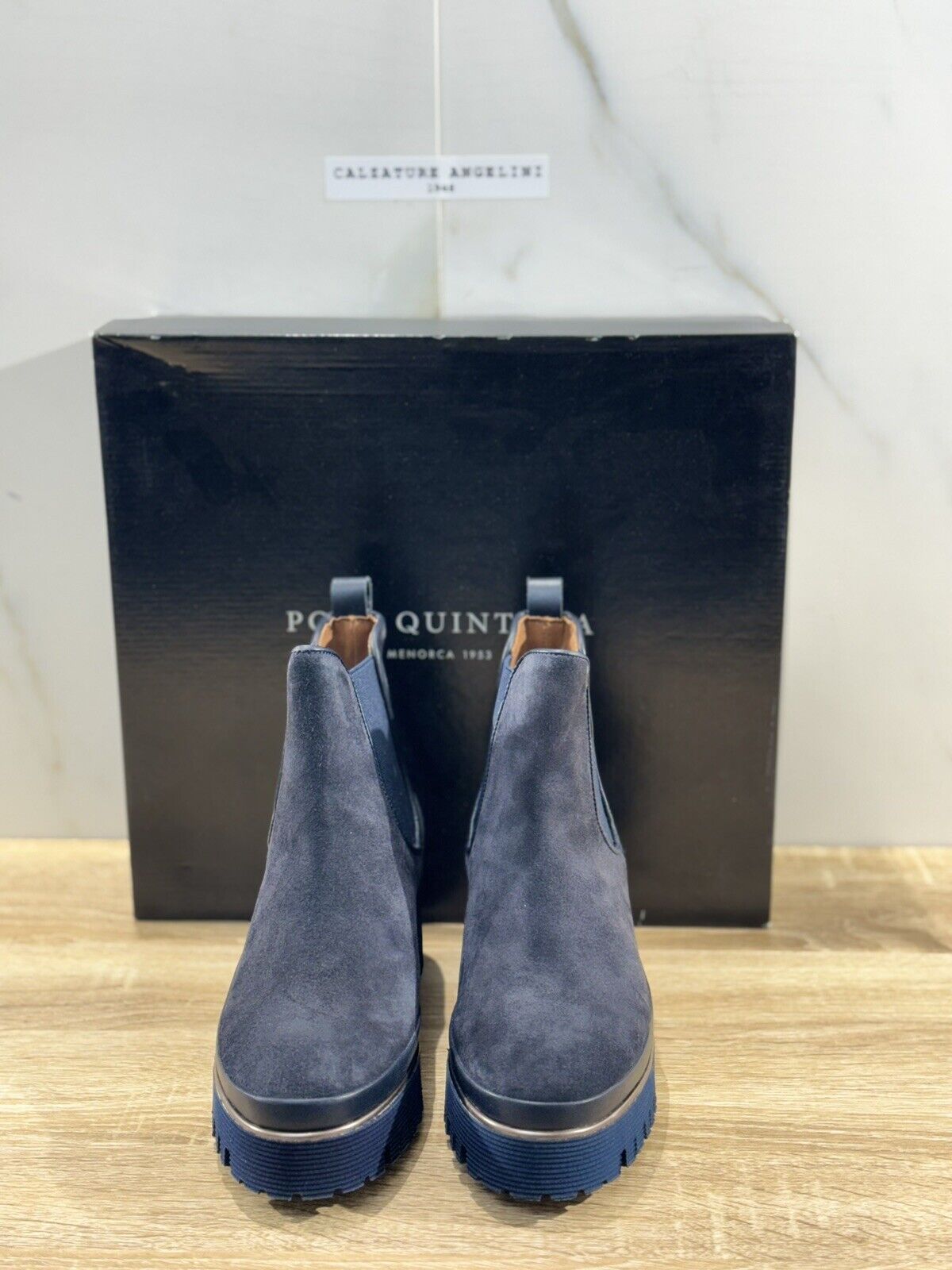 Pons Quintana Stivaletto Donna Carm B Suede Blu  Zeppa  Luxury Boot 38