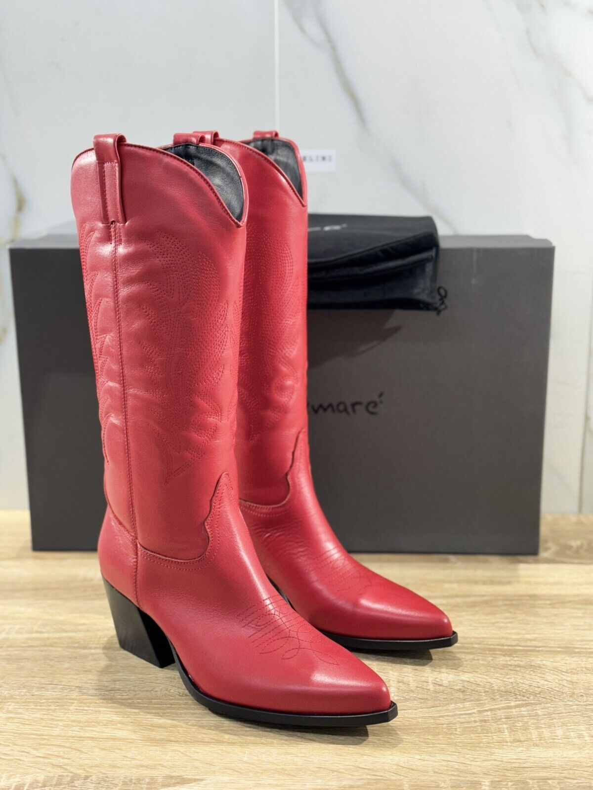 Lemare’ Texano Donna Pelle Rosso Luxury Woman Texan Boot Lemare’ 40