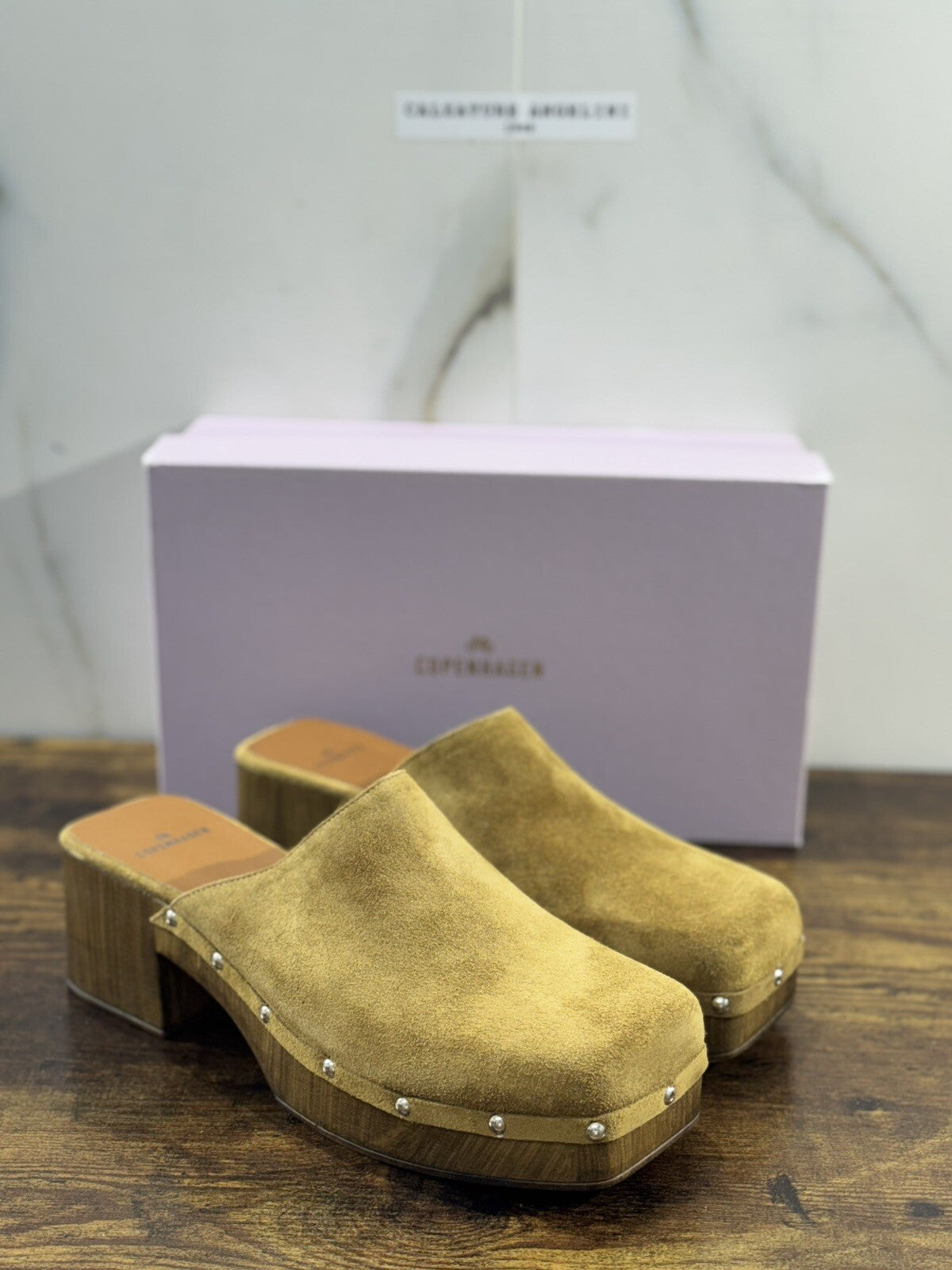 Copenhagen  Sabot Donna  Zoccolo Pelle Camel  Suede  Casual Shoes Woman 41