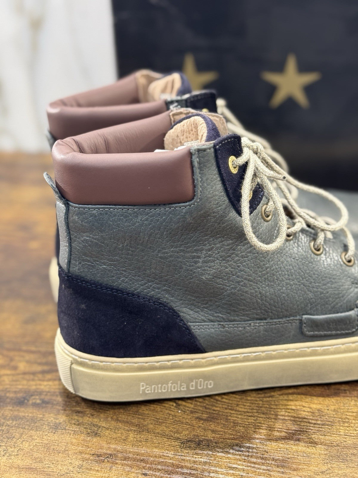 Pantofola D’oro Stivaletto Mid Pelle Blu Casual Boot Uomo 44