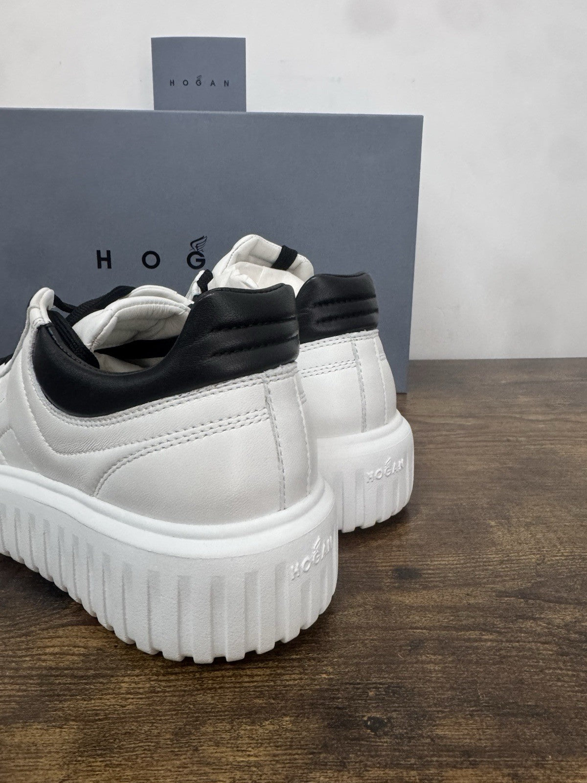 Hogan H-stripes New H Band Pelle Bianca Nero Memory Foam Scarpa Hogan Uomo 42