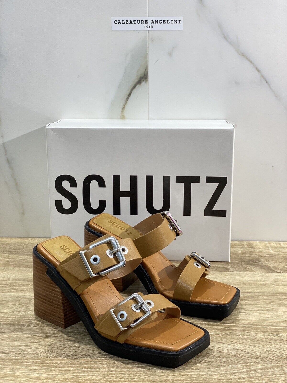 Schutz Sandalo Donna Pelle Nude Con Tacco Casual Sandal 40