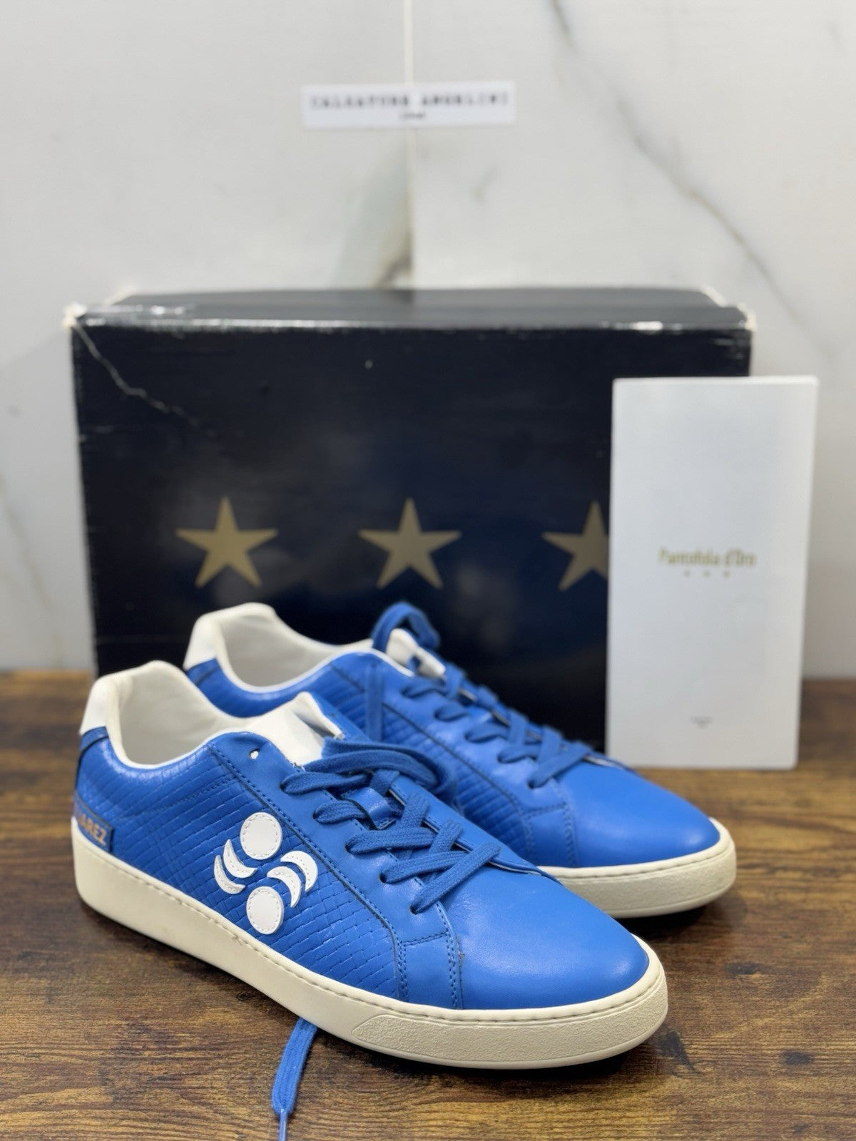Pantofola D’oro Sneaker  Suarez   Pelle Blu Casual Scarpa  Uomo 39