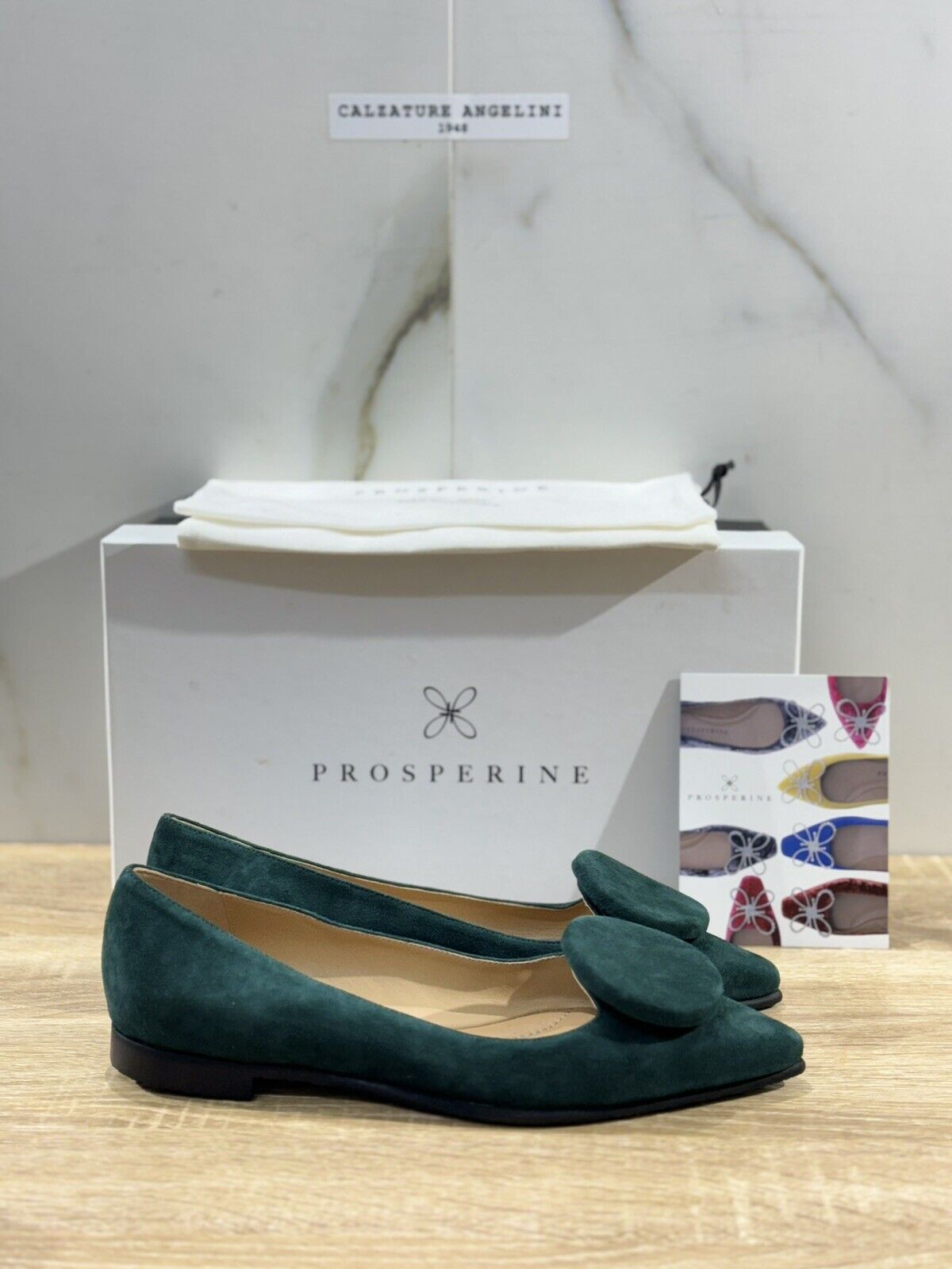 Prosperine Ballerina  donna in Suede Verde      luxury made in italy 37