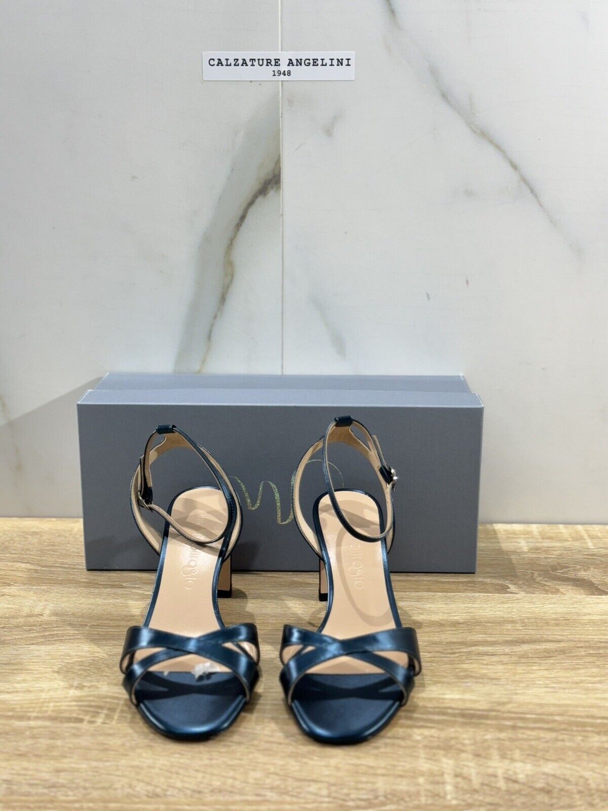 Mia Moltrasio Sandalo Donna In Raso Blu    Luxury Handmade Sandal 40