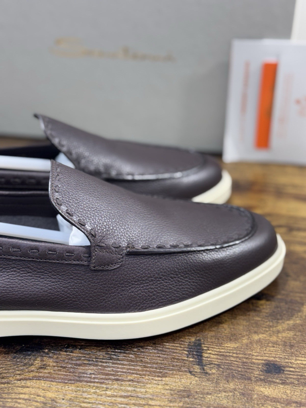 Santoni Mocassino Summer Walk Pelle Brown  Luxury Santoni Scarpe Donna 38.5