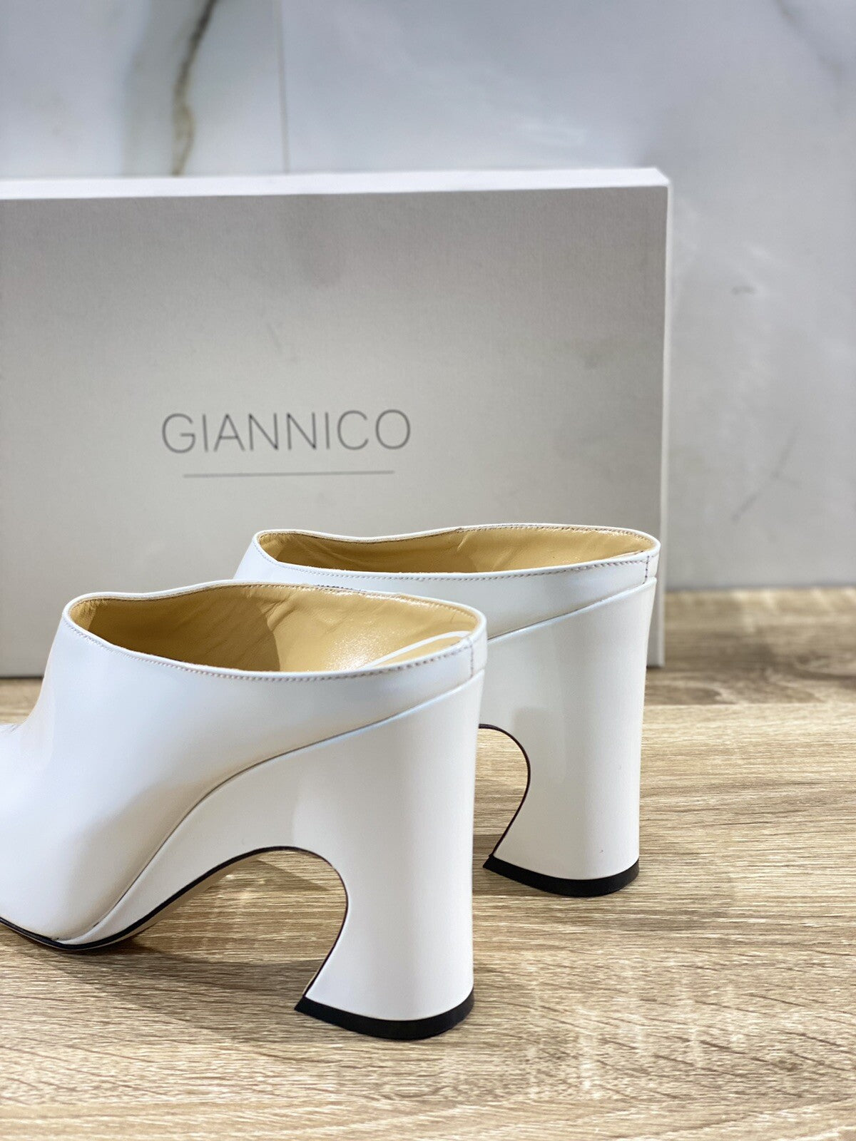 Giannico Scarpa Donna Mules In Vernice Bianca Luxury Woman Giannico Shoes 40