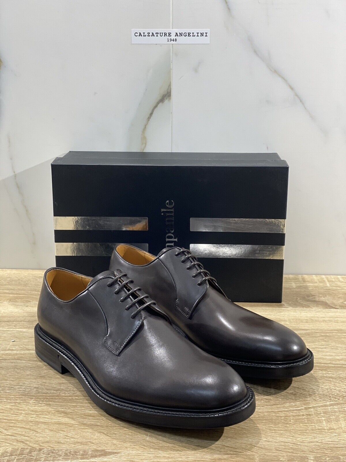 Campanile Derby Uomo 2637 In Pelle Marrone Luxury Campanile Derby Shoes 44