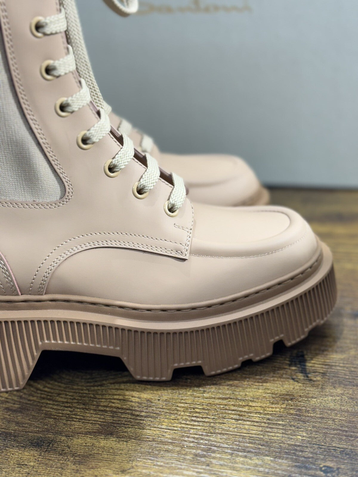 Santoni Combat Boot Donna Pelle Beige Casual Luxury Boot Woman Santoni 36