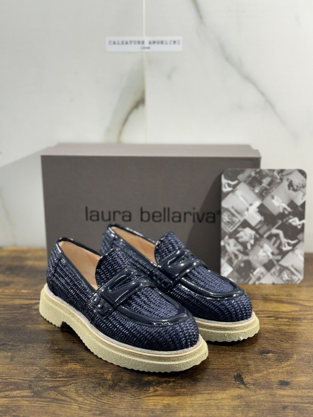 Laura Bellariva Mocassino Donna Blu Pelle E Raffia Extra light 38