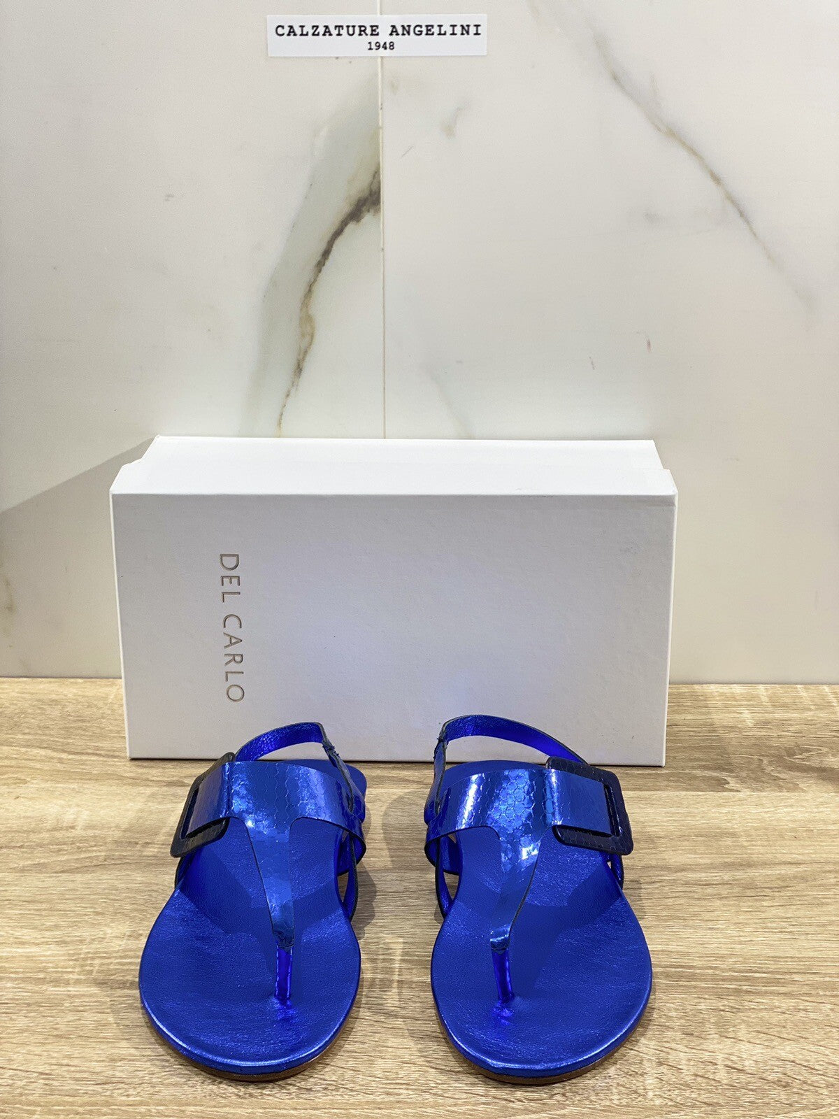Del Carlo Sandalo Donna Dytt In Pelle Blu Luxury Woman Sandal 37