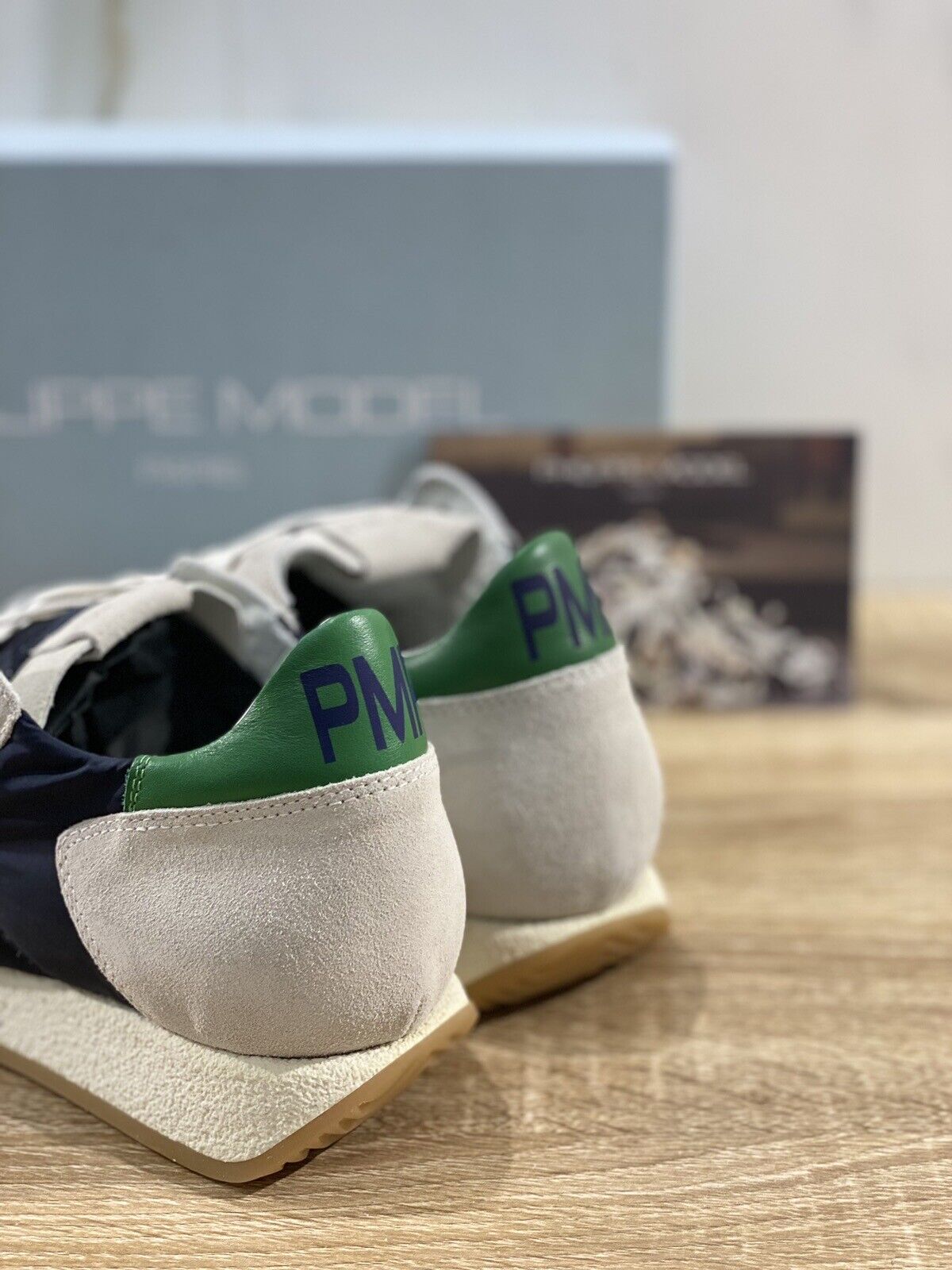 Philippe Model Monaco Vintage Sneaker Uomo Suede Grey Blu Green 39