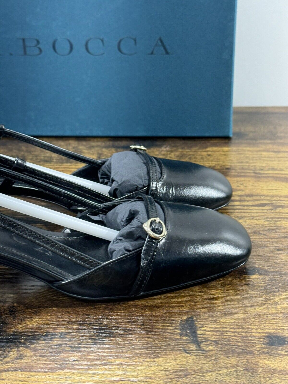 A.Bocca Two For Love Sling Back  Donna Pelle  Nero     Tacco Luxury Handmade 36