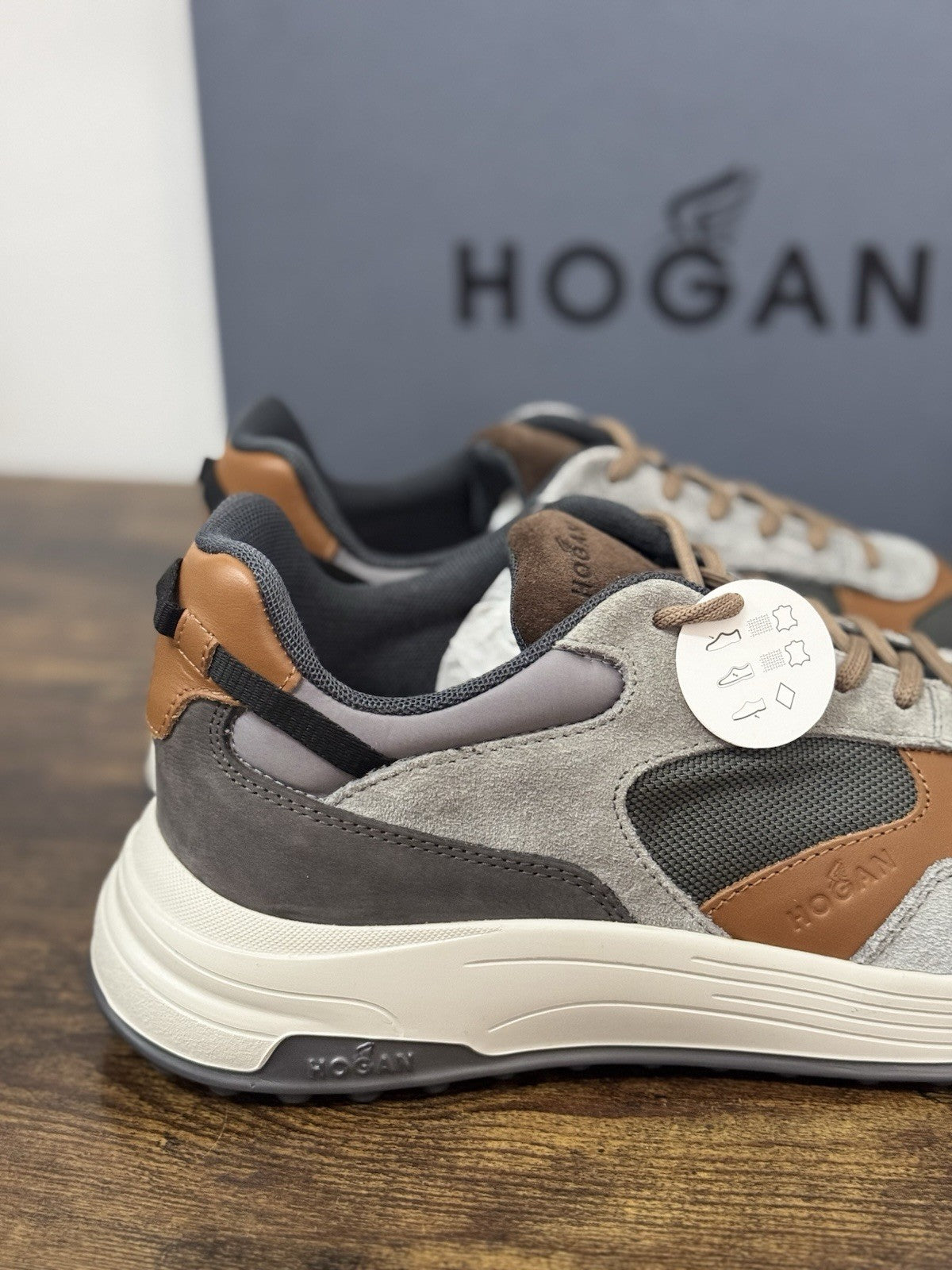 Hogan  Hyperlight Sneaker Pelle Grey Cuoio Memory Foam Luxury Hogan Uomo 42