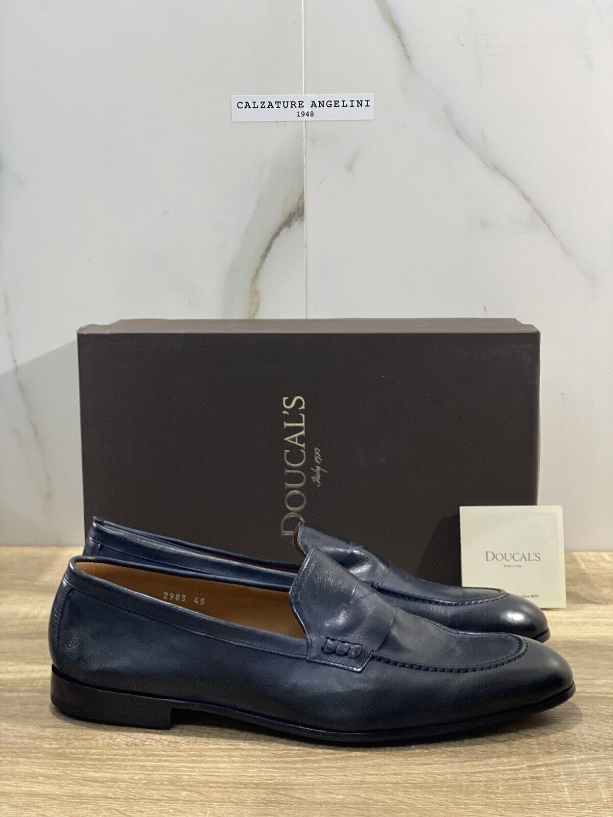 Doucal’s Mocassino Uomo Chetta Pelle Blu Ultra Flexible Luxury Men  45