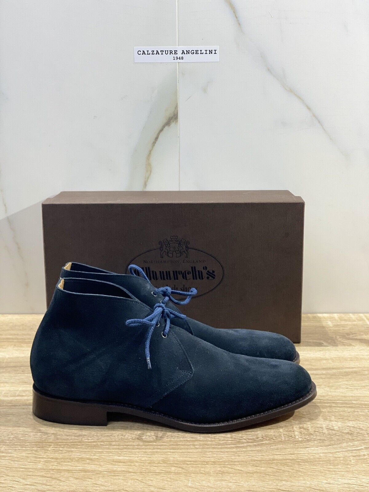 Church’s Sahara L polacchino uomo suede blu fondo cuoio luxury church’s men 40.5