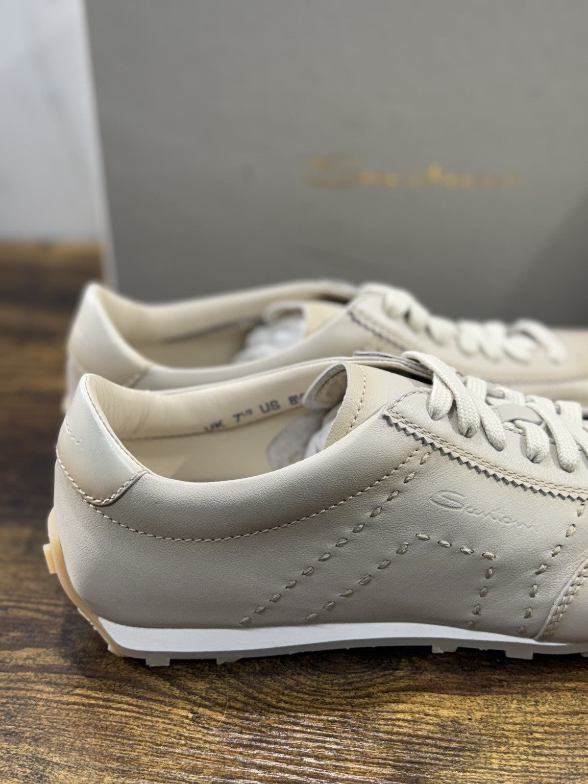 Santoni Sneaker Pelle  Beige  Icon Luxury Men Santoni Shoes Icon Uomo 41.5