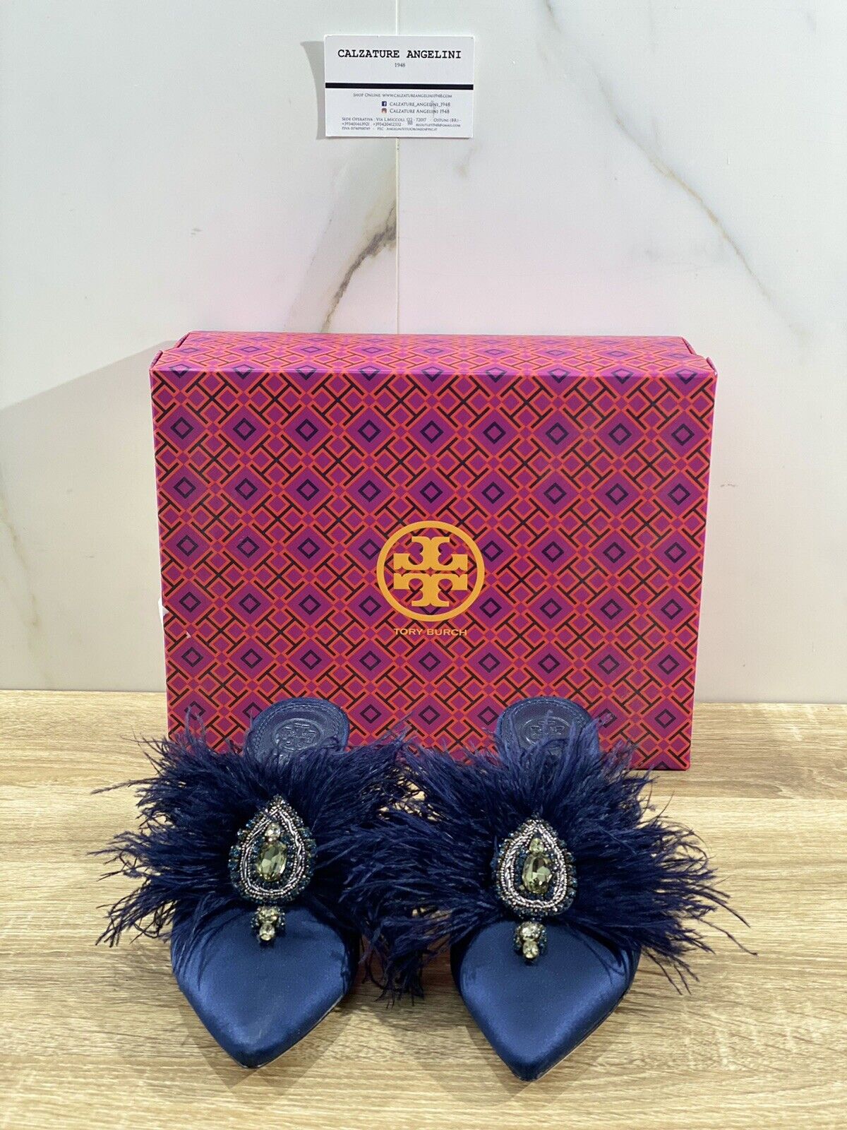 Tory Burch Elodie 65 MM Mule In Seta  Blu  Luxury 47464 Donna 37