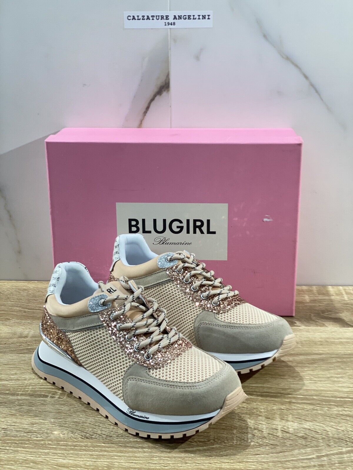 Blugirl Blumarine Donna sneaker babe silver nude casual shoes 41