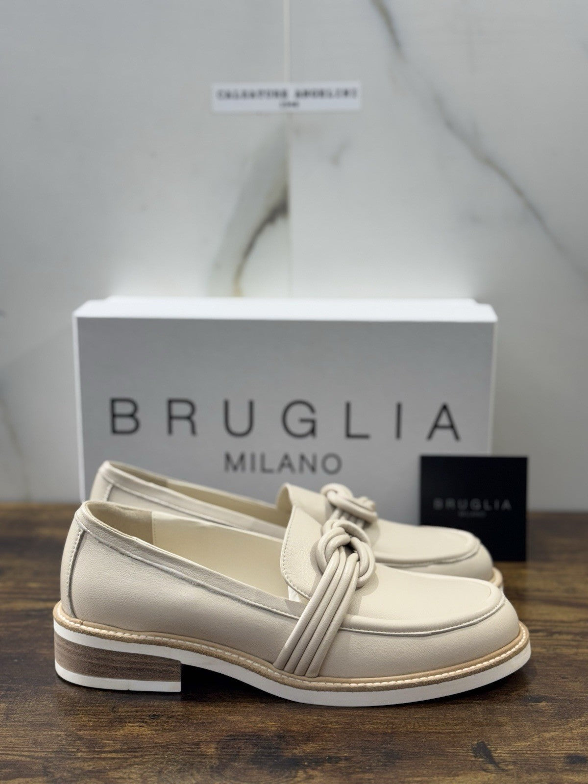 Bruglia Milano Mocassino Beige Pelle  Top Quality Scarpe Donna 39