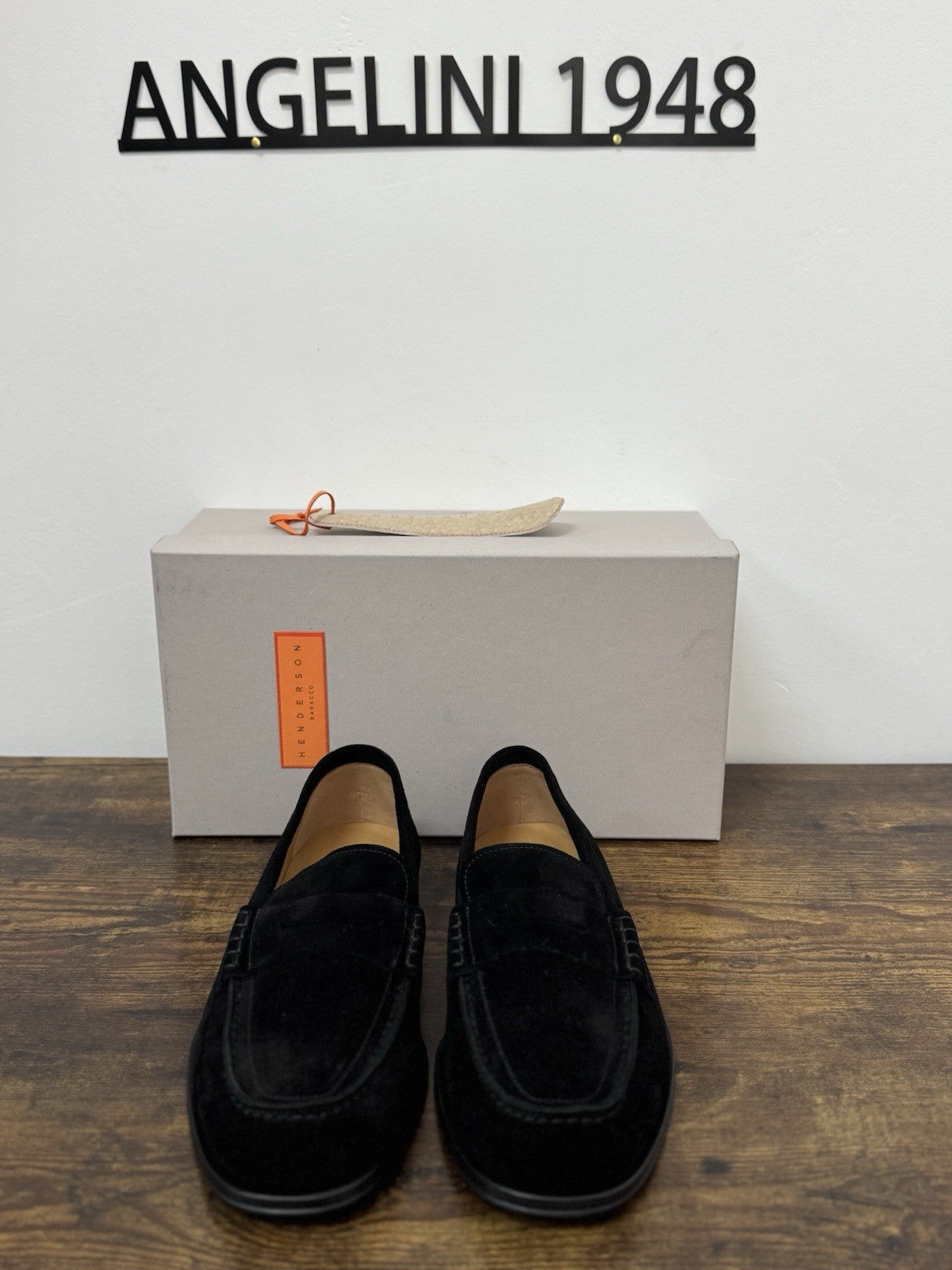 Henderson Baracco Mocassino Pelle Suede Nero  Luxury Handmade Commando Uomo 41.5
