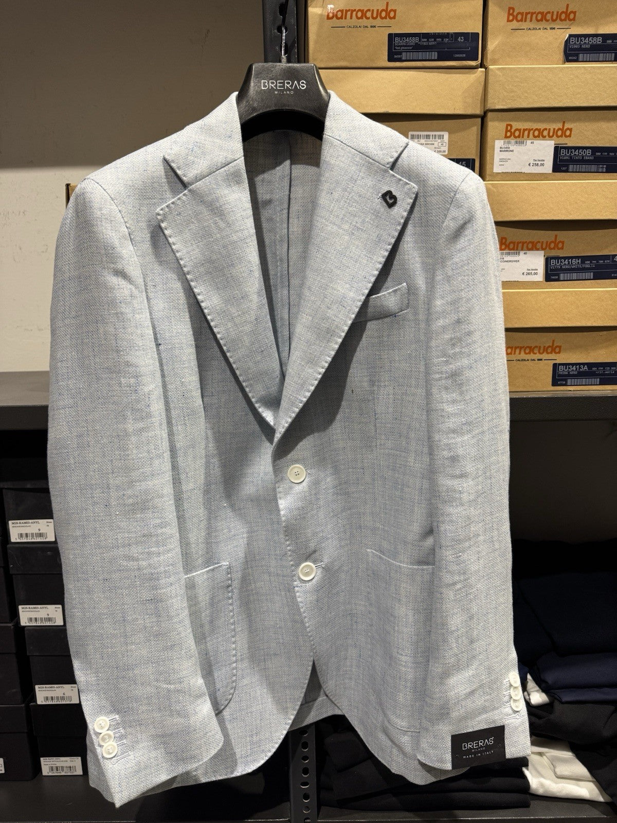Breras Milano Giacca 2 Bottoni Business  Light Blue Made In Italy Uomo 48