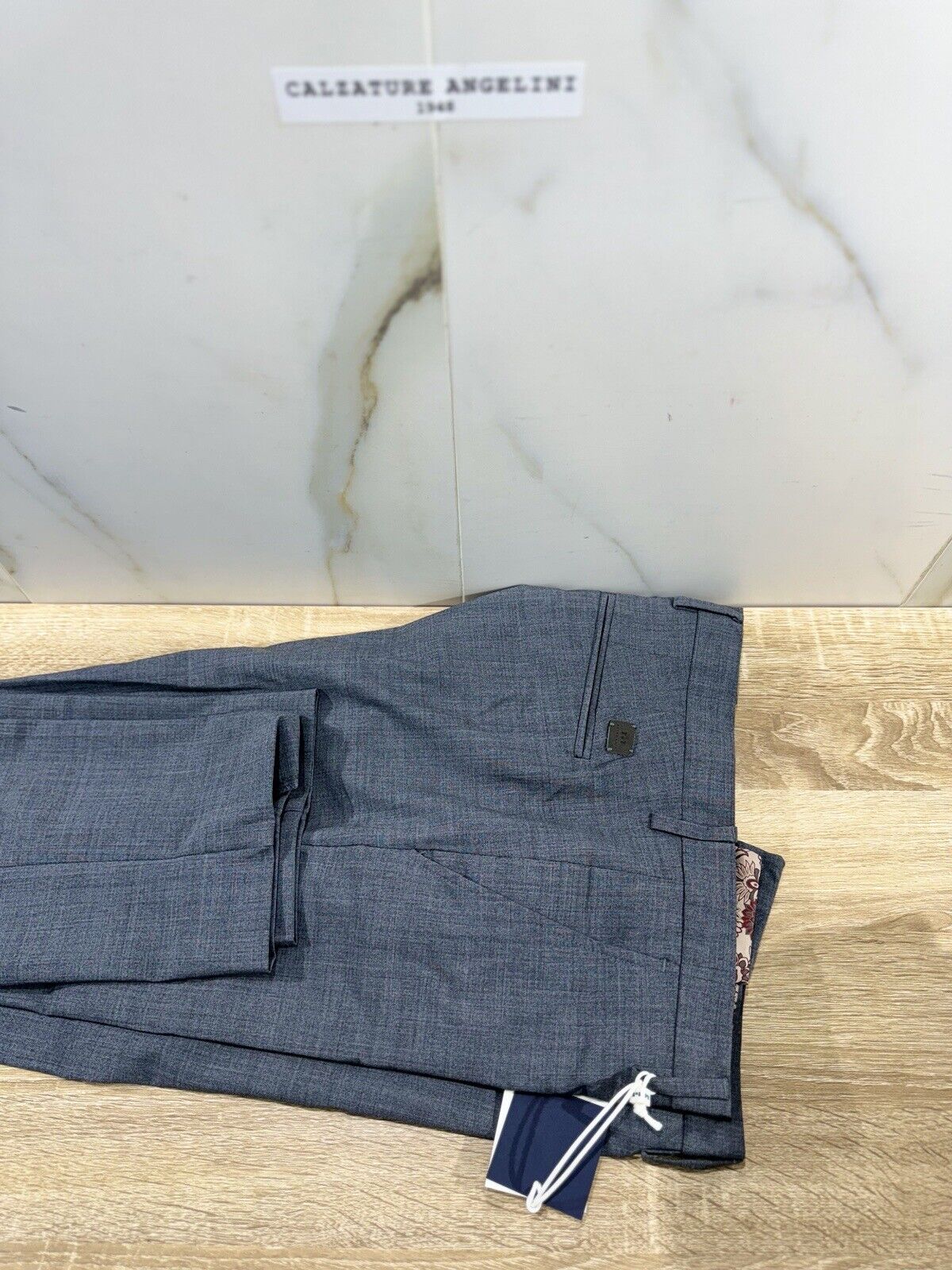 Entre Amis Napoli Pantalone Uomo  Sartoriale Fresco Lana Grigio  Fatto A Mano 36