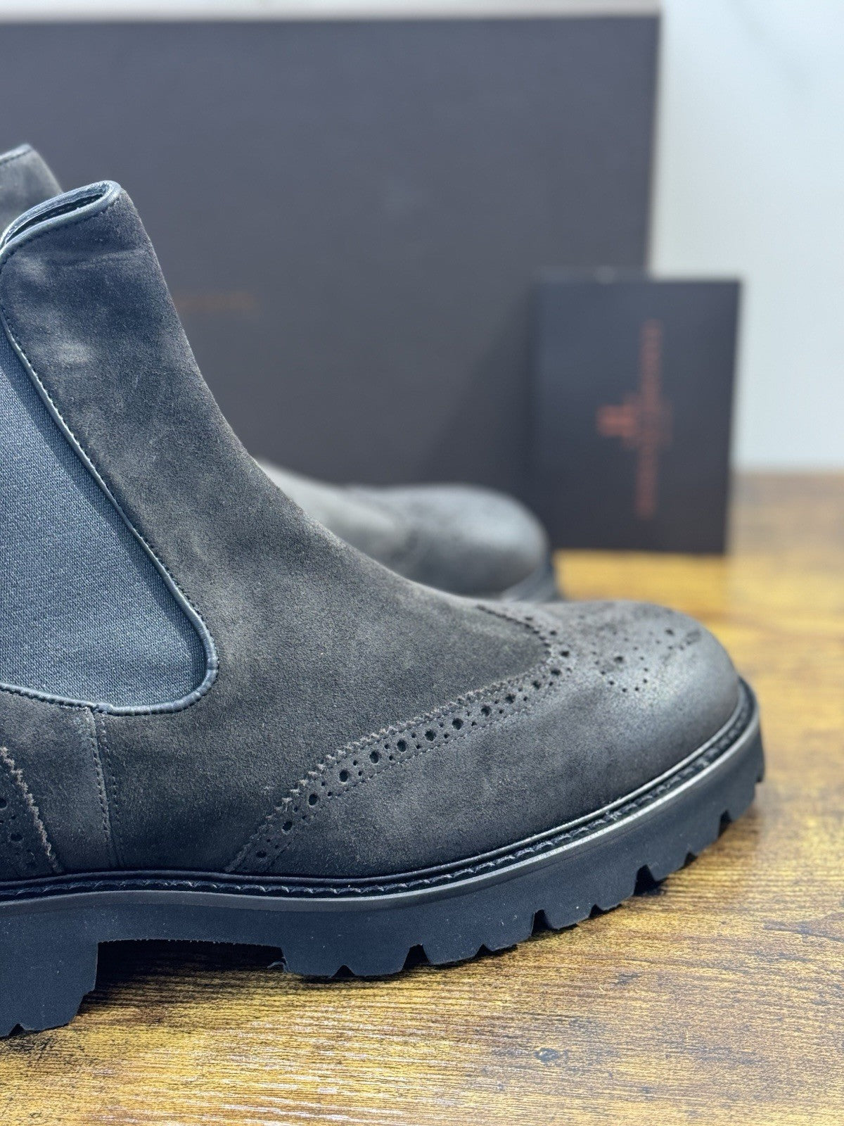 Rossano Bisconti Chelsea Boot Uomo Suede T Moro Fully Made In Italy 43.5