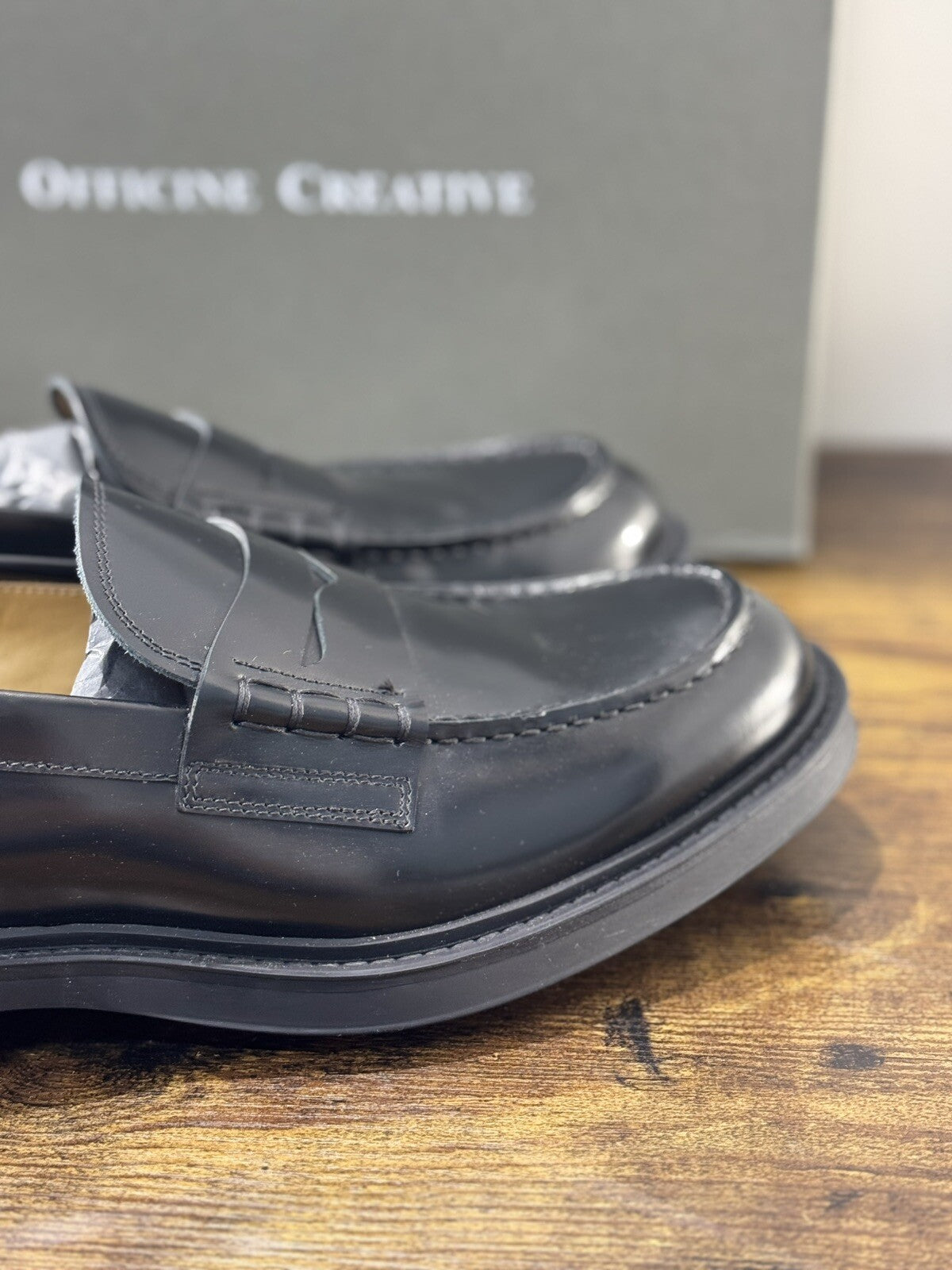 Officine Creative Mocassino Uomo Uniform   Pelle Nera    Luxury Men Shoe  43.5