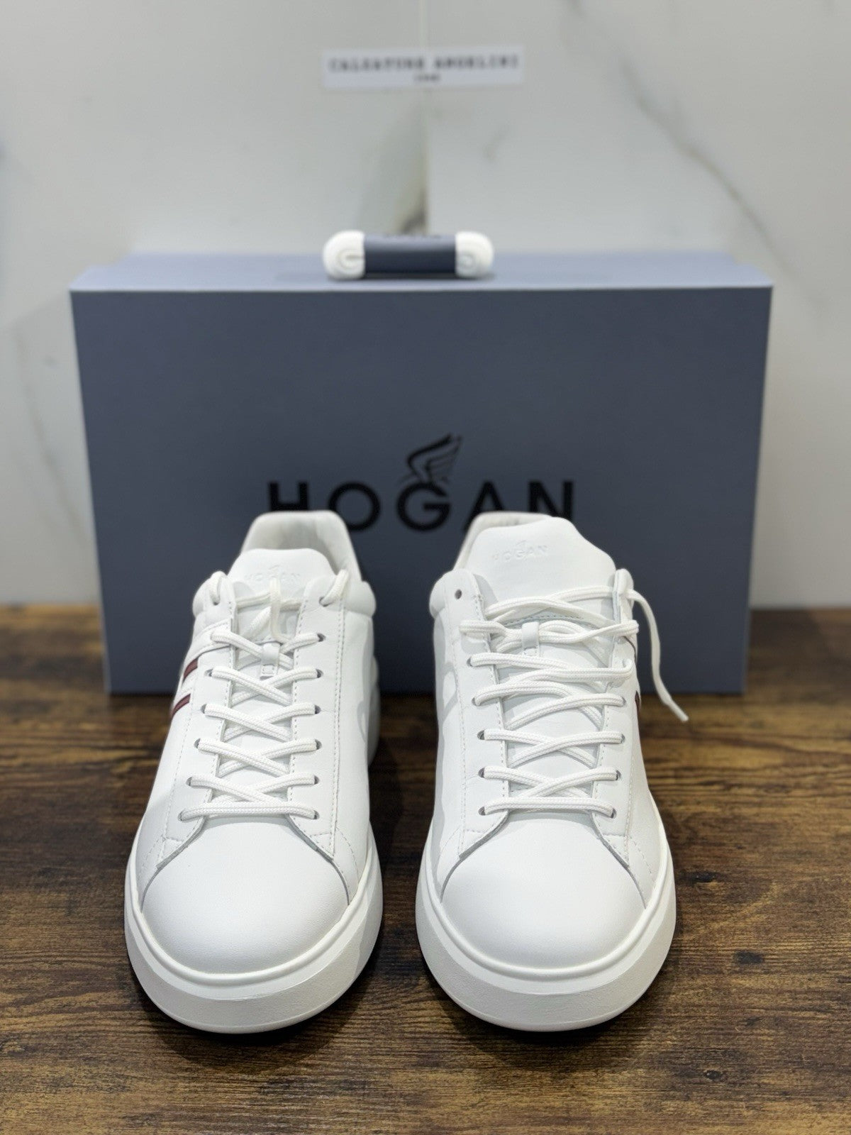 Hogan H580  sneaker Pelle Bianco  memory foam Luxury HoganShoes Uomo 42