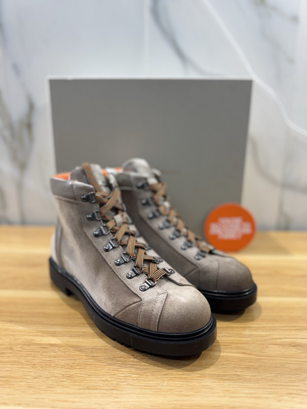 Santoni Stivaletto Da Montagna Suede Beige Mountain Boot Santoni Uomo 42