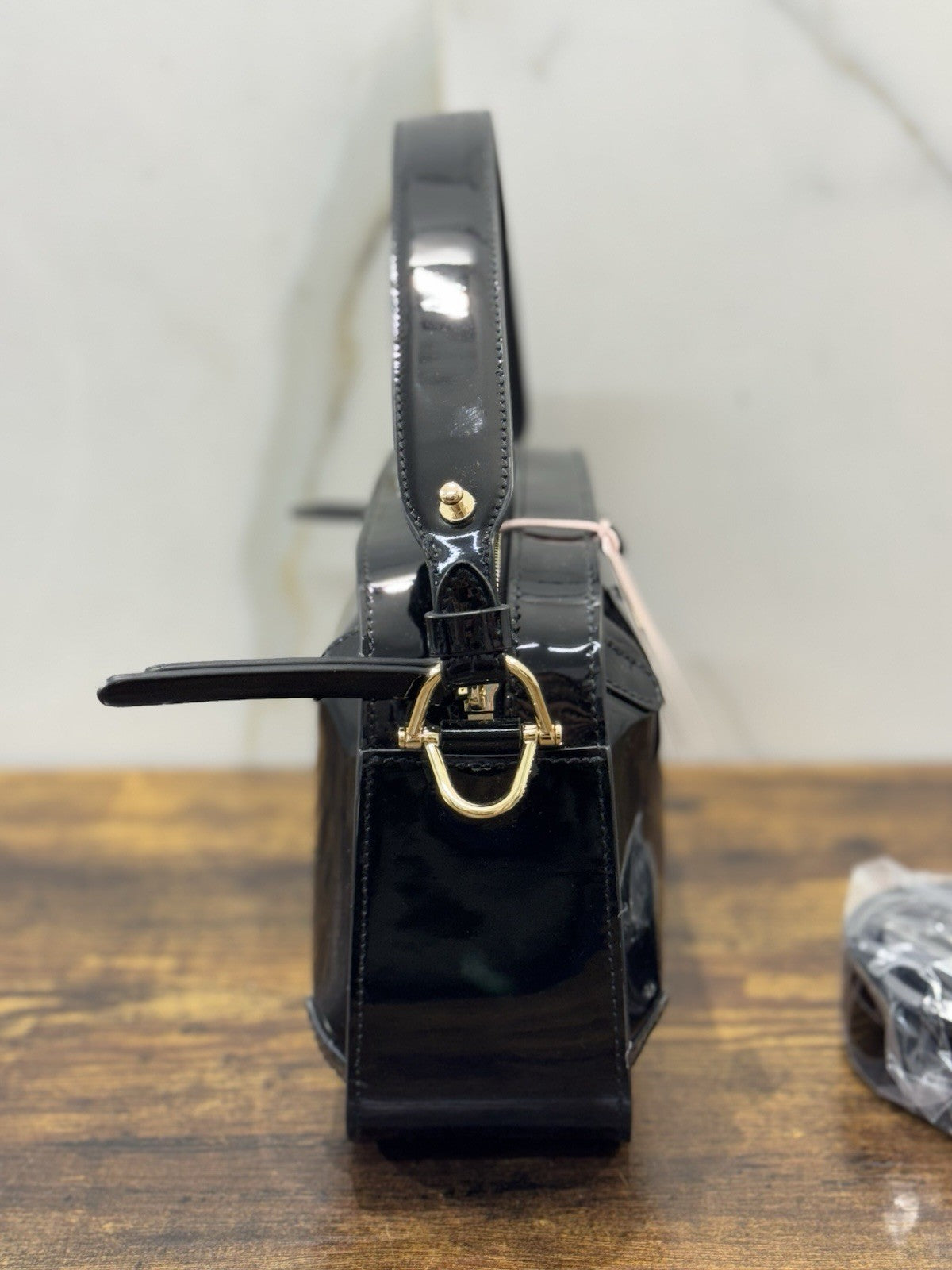 Coccinelle Borsa Maleta Pelle Nera Lucida 100% Pelle Made In Italy Donna