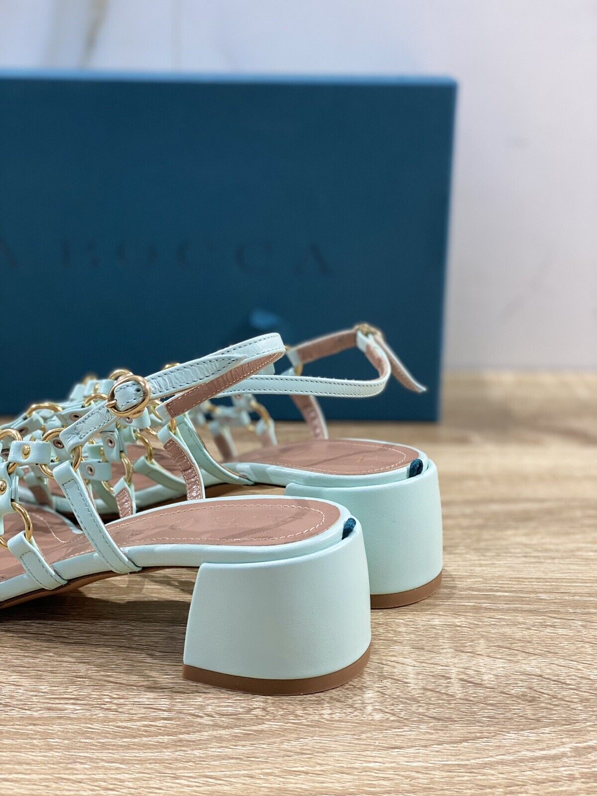 A.Bocca Sandalo Donna In Pelle Acquamarina Luxury Woman Sandal 37