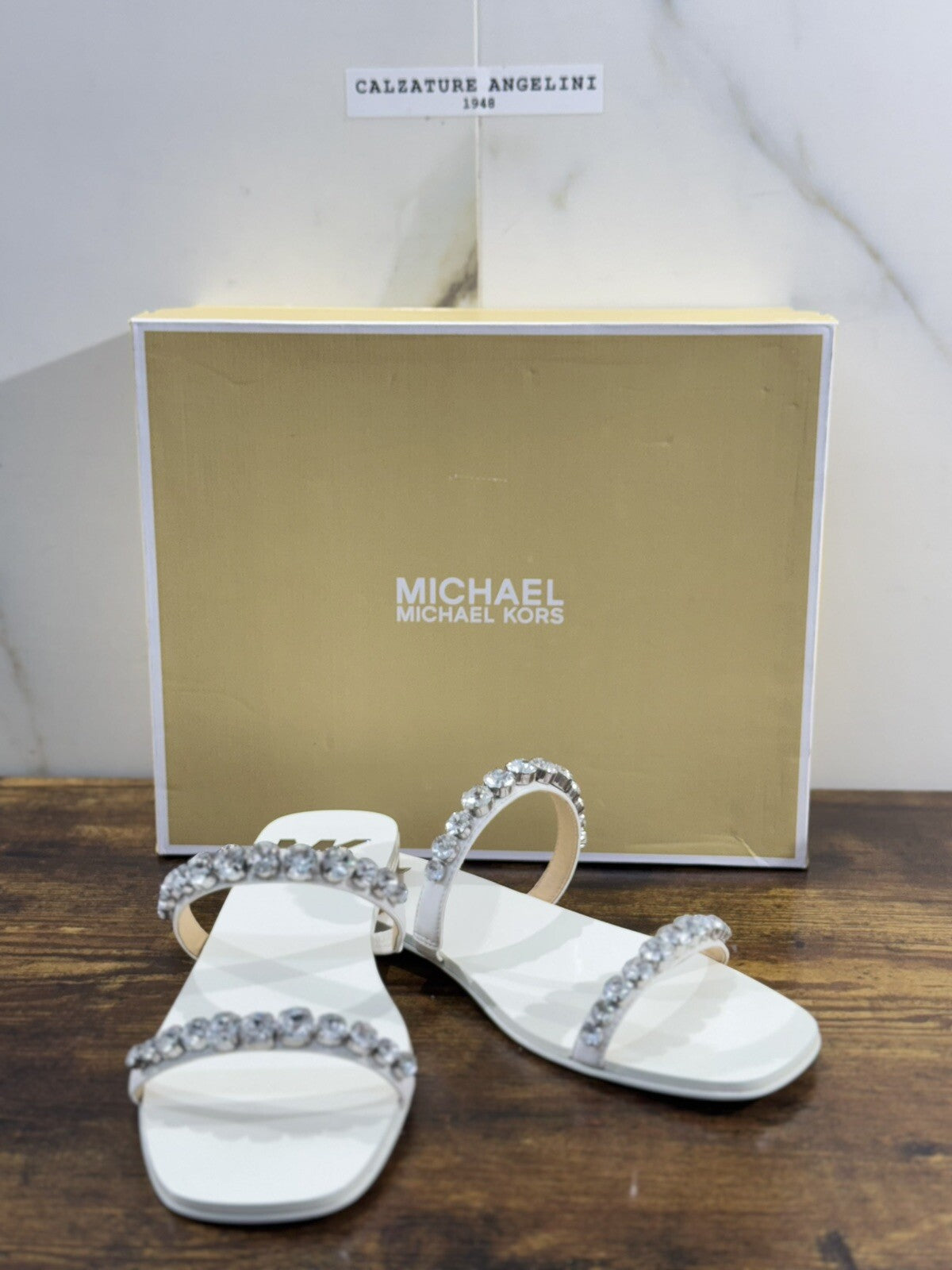 Michael Kors Jessa Flat Sandal Pelle Bianco  Casual Sandal 38.5