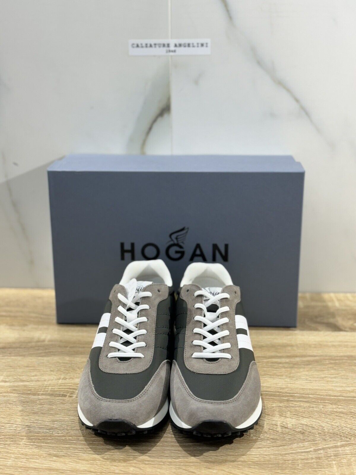 Hogan Sneaker Uomo H429 Pelle Grigia  Luxury Shoes Hogan 41