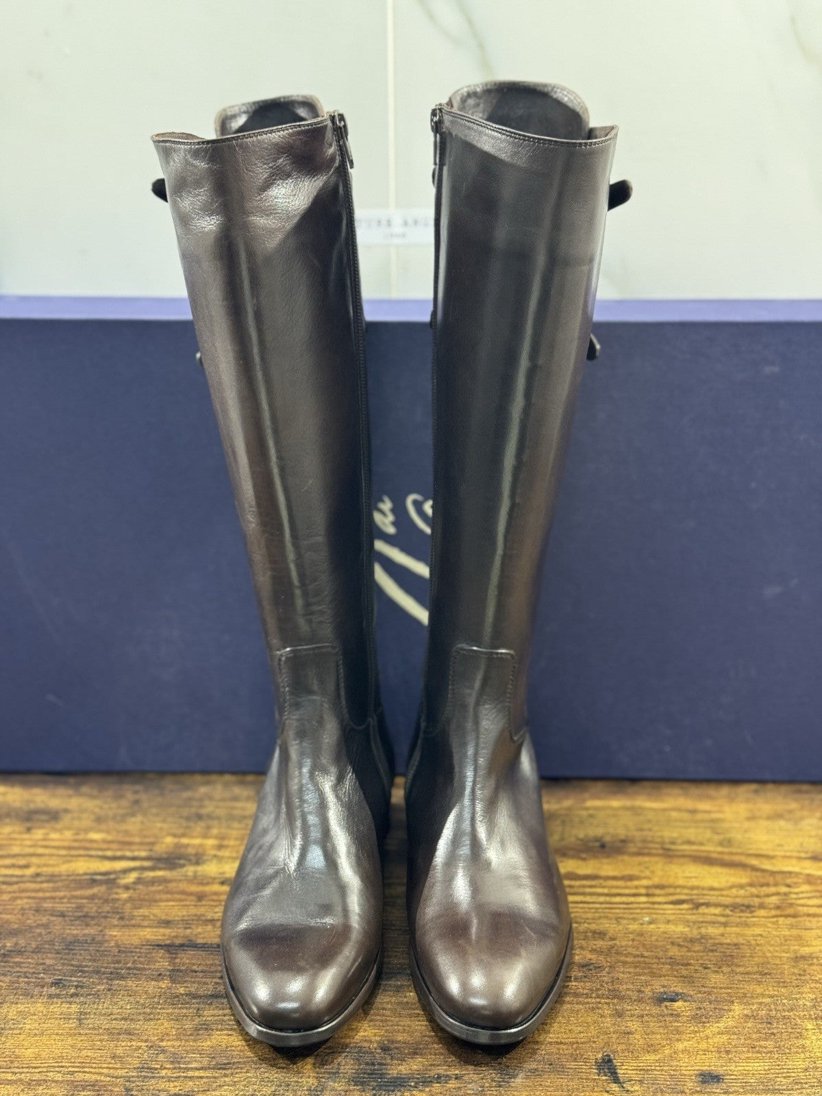 Stivale Cesare Marinucci Cavallerizza Fatto A Mano Pelle Brown  Made in Italy 37