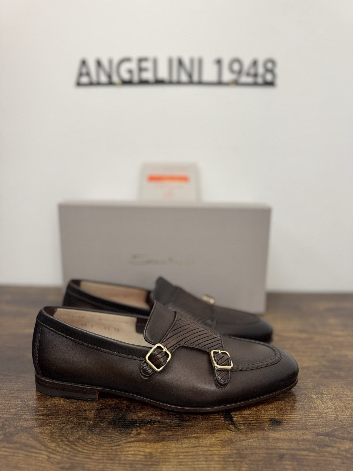 Santoni Double Buckle Goodyear Pelle Marrone  Luxury Scarpa Santoni Uomo 43