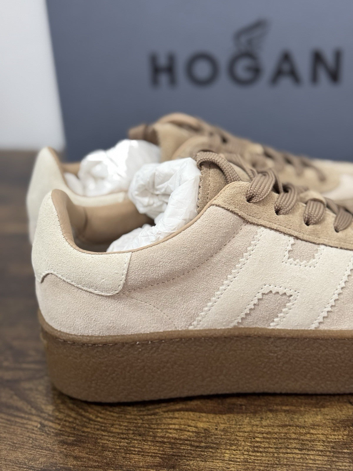 Hogan H681 Sneaker Zeppa Suede Beige Casual Hogan Donna 38