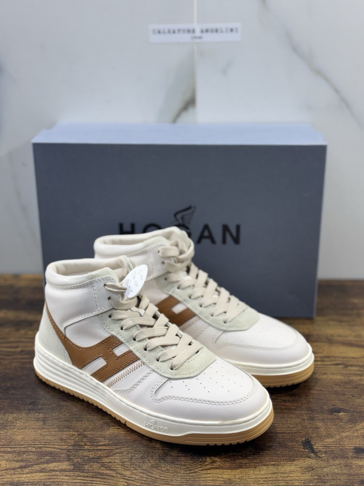 Hogan H630  High    Pelle  Beige Memory Foam Casual Hogan   Uomo 42