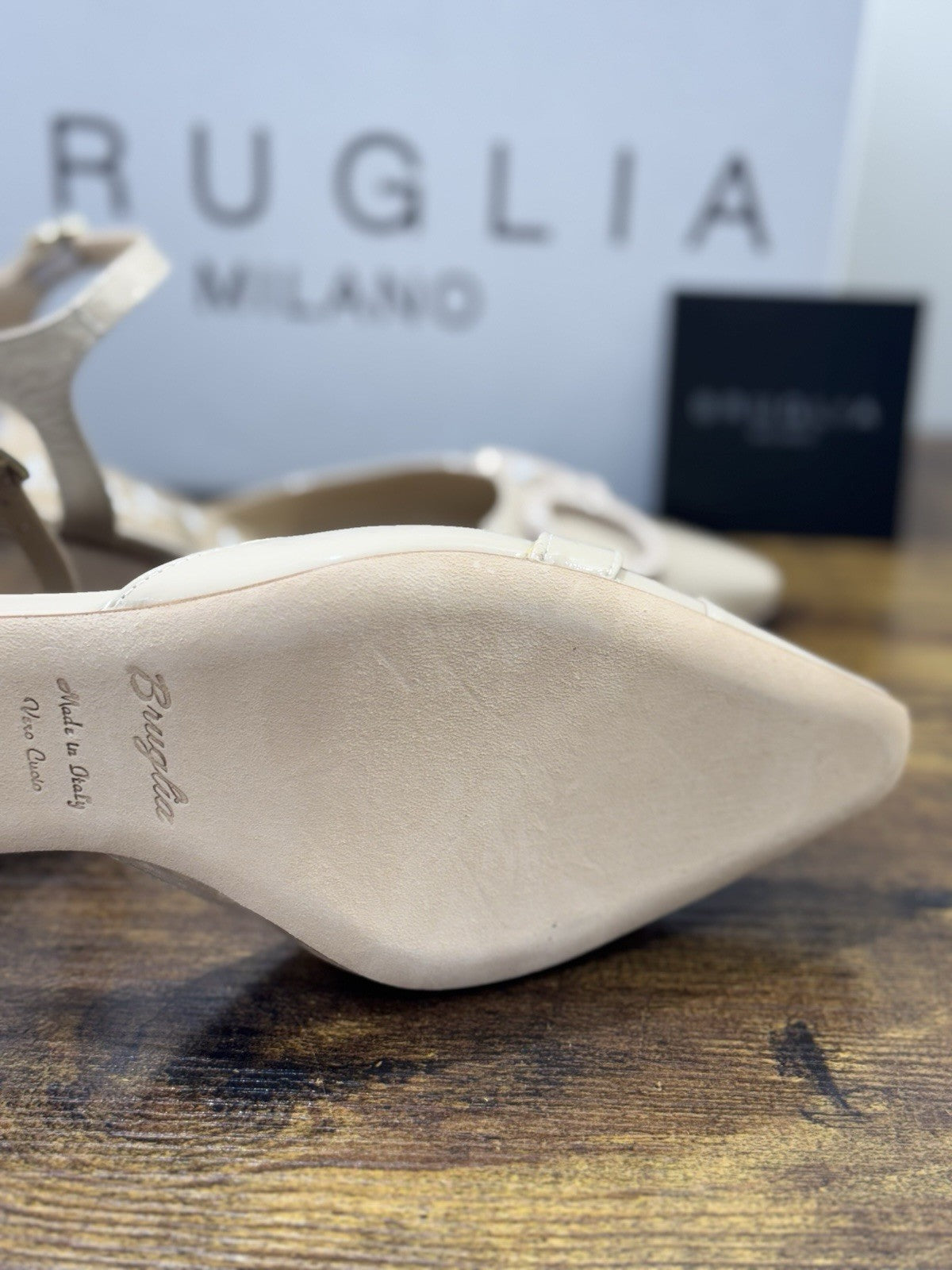 Bruglia Milano Slingback Beige Con Tacco Top Quality Scarpe Donna 41