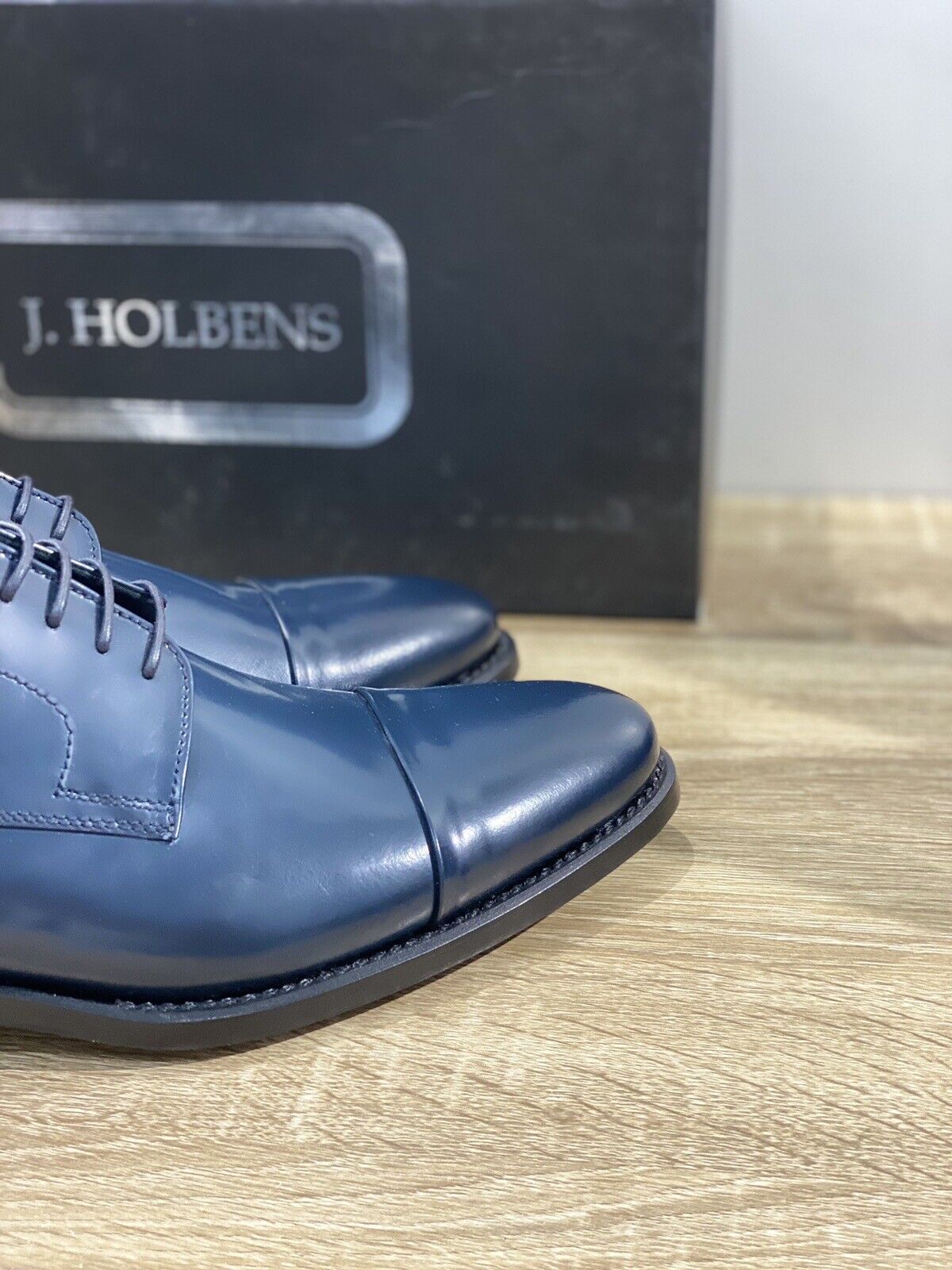 J.Holbens Oxford Uomo  Pelle Blu Business Men Shoes Made In Italy Luxury 40