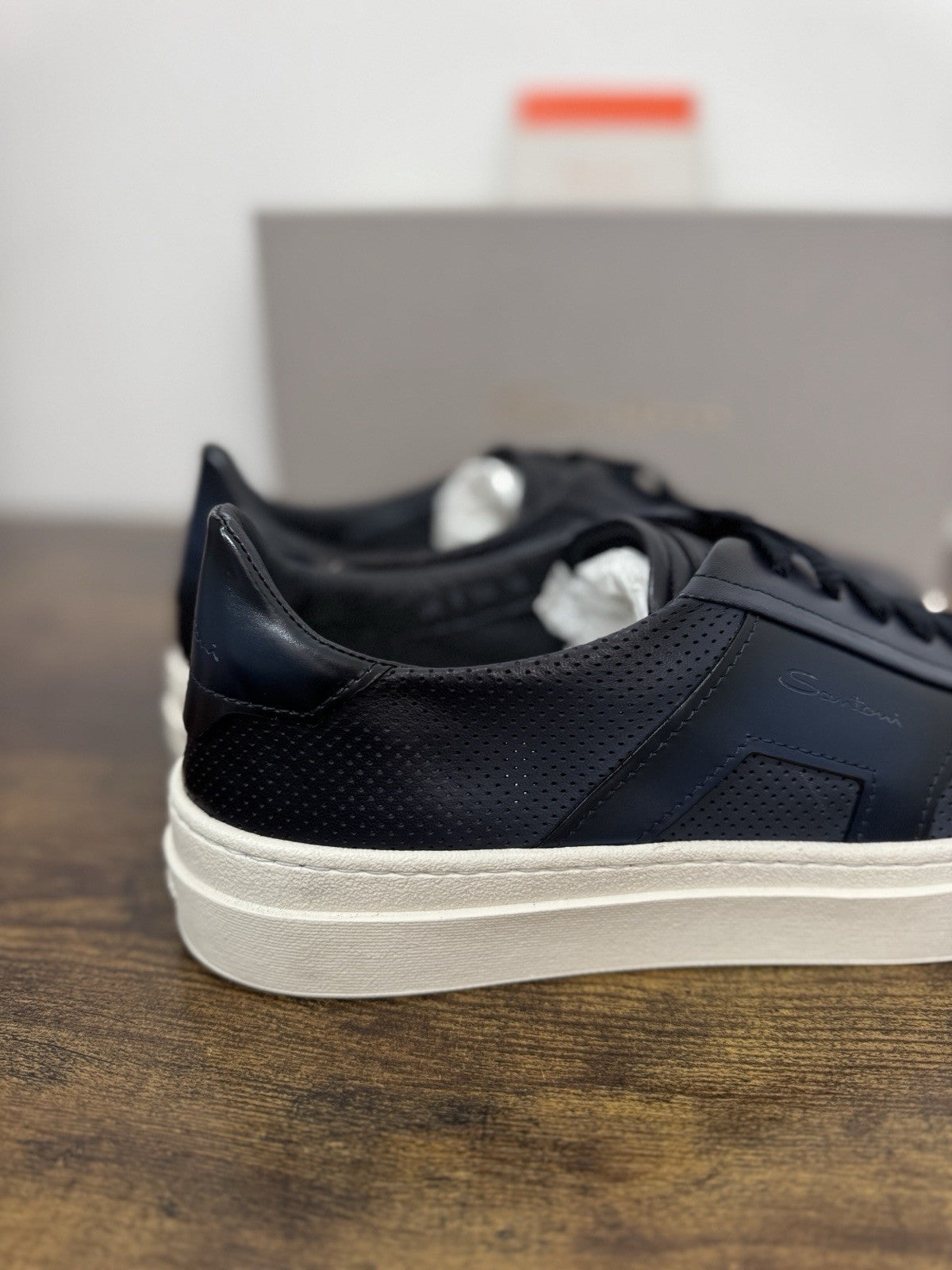 Santoni Sneaker Pelle Blu  Luxury Scarpa Santoni Uomo 41
